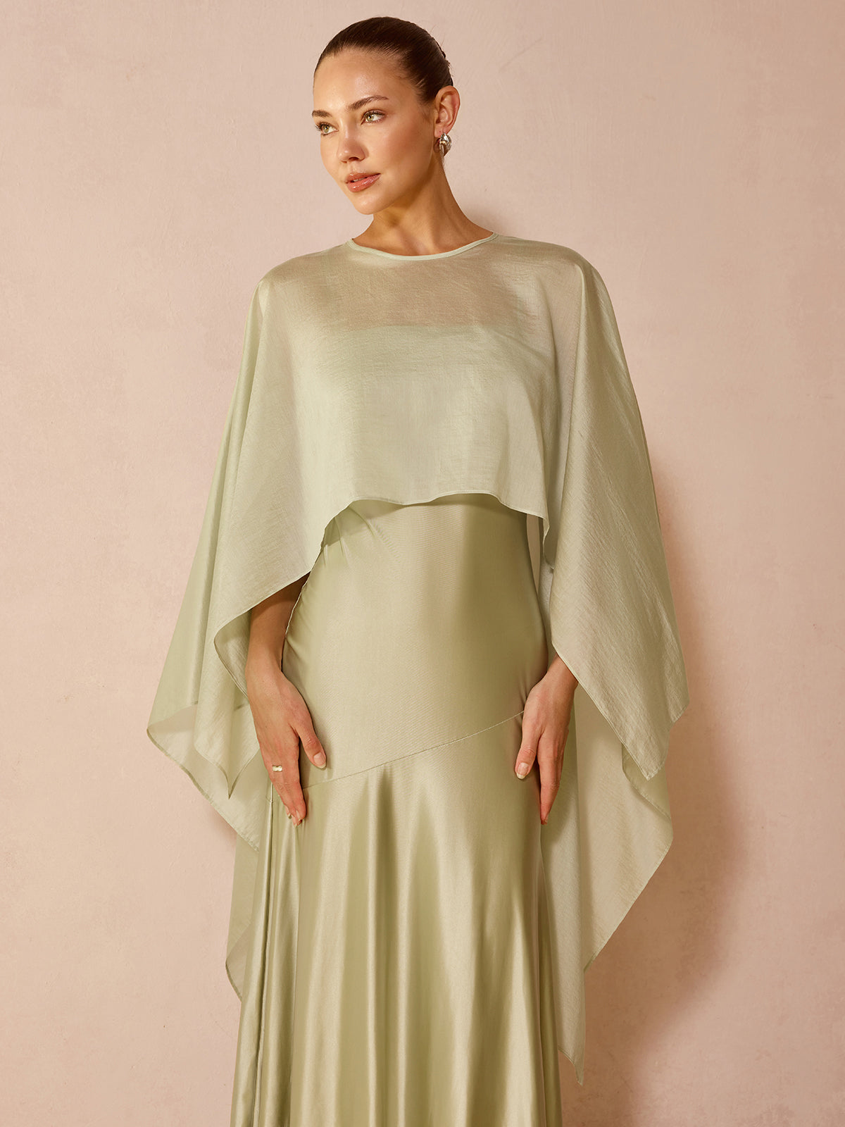 Sheer Capelet & Cami Dress Two-Piece Set