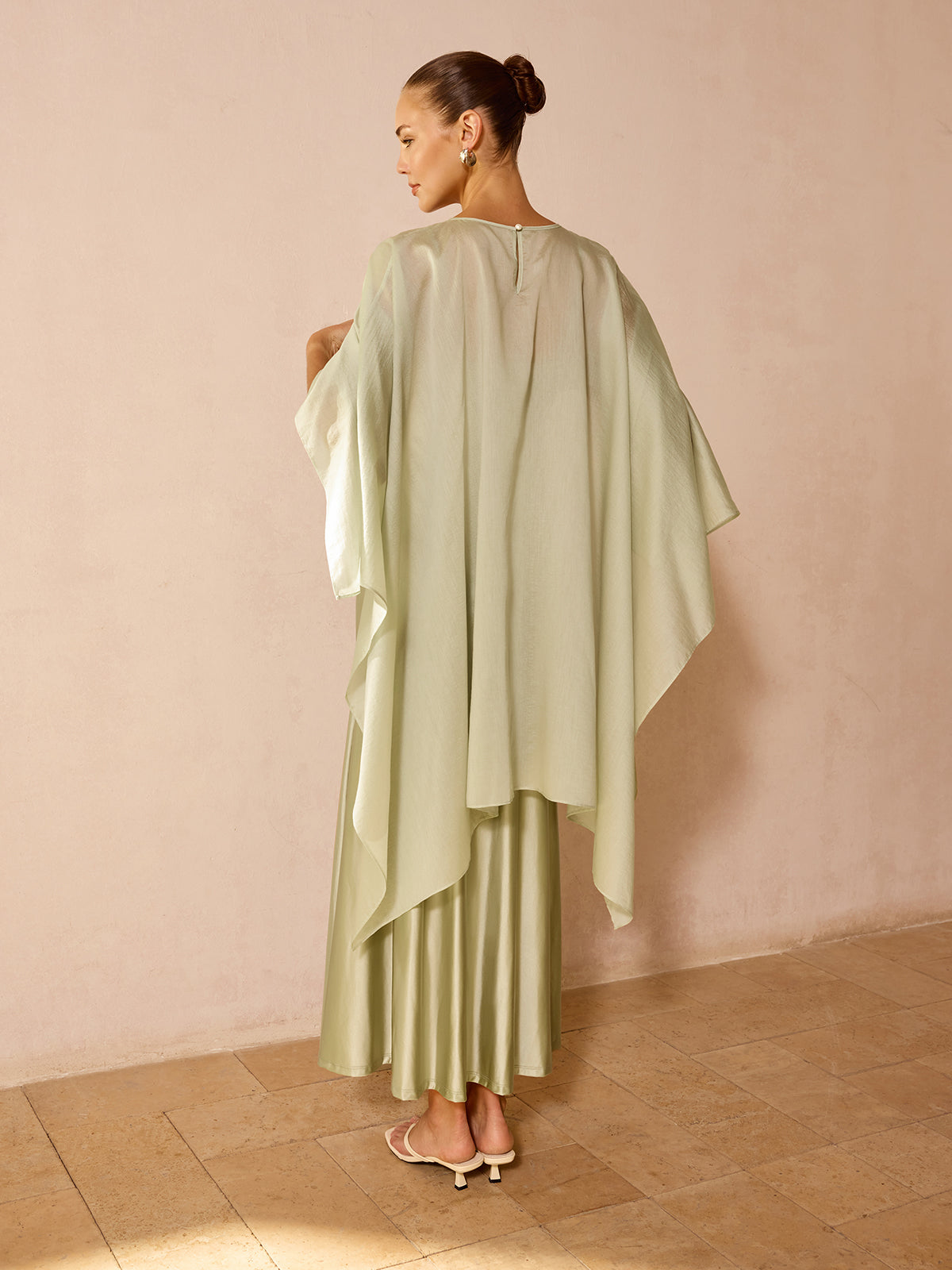 Sheer Capelet & Cami Dress Two-Piece Set