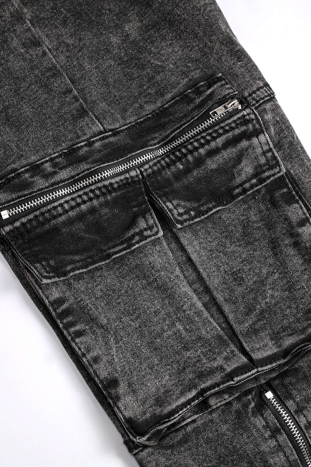 Denim Zipper Flap Pocket Jeans