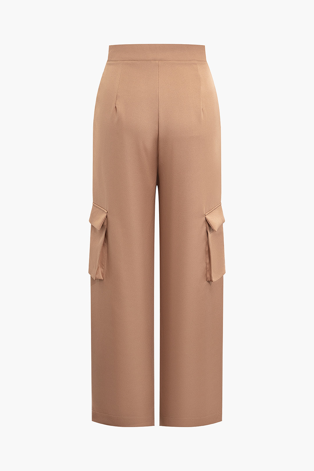 Crossed Tank Top And Pleated Flap Pocket Wide Leg Trousers Set