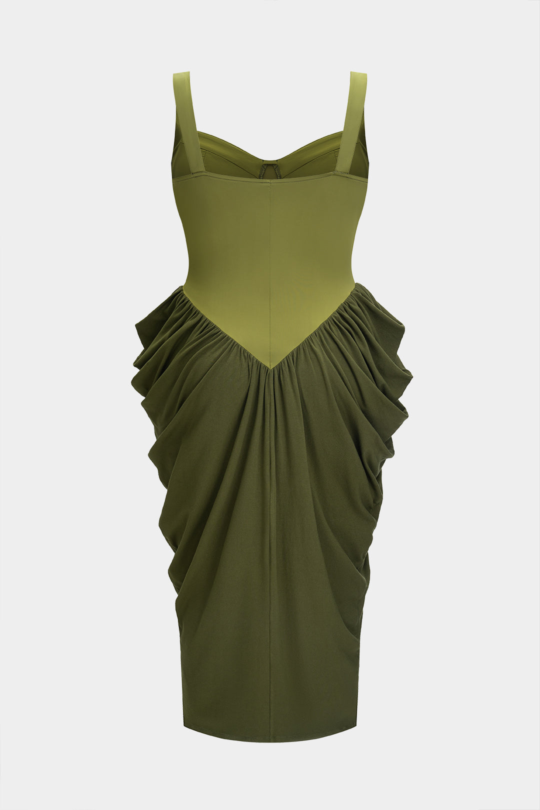 Plus Size Patchwork Pleated Slip Sleeveless Midi Dress