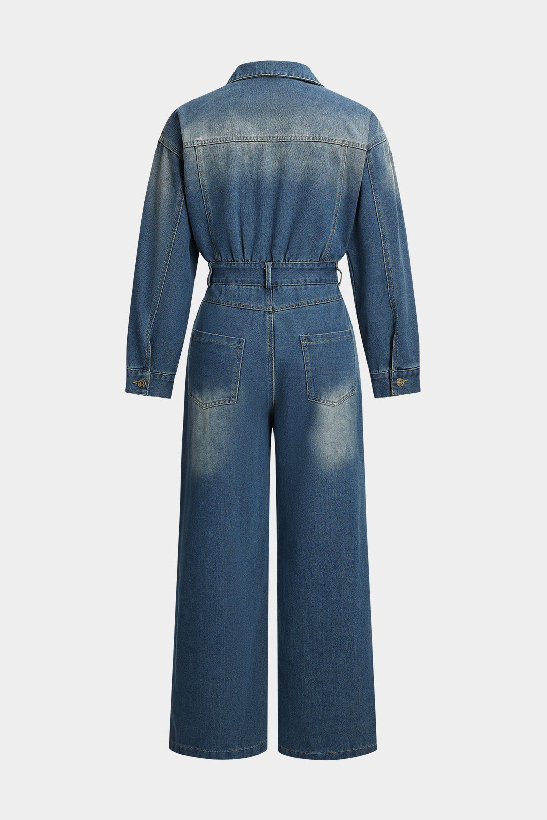 Denim Button Long Sleeve Jumpsuit