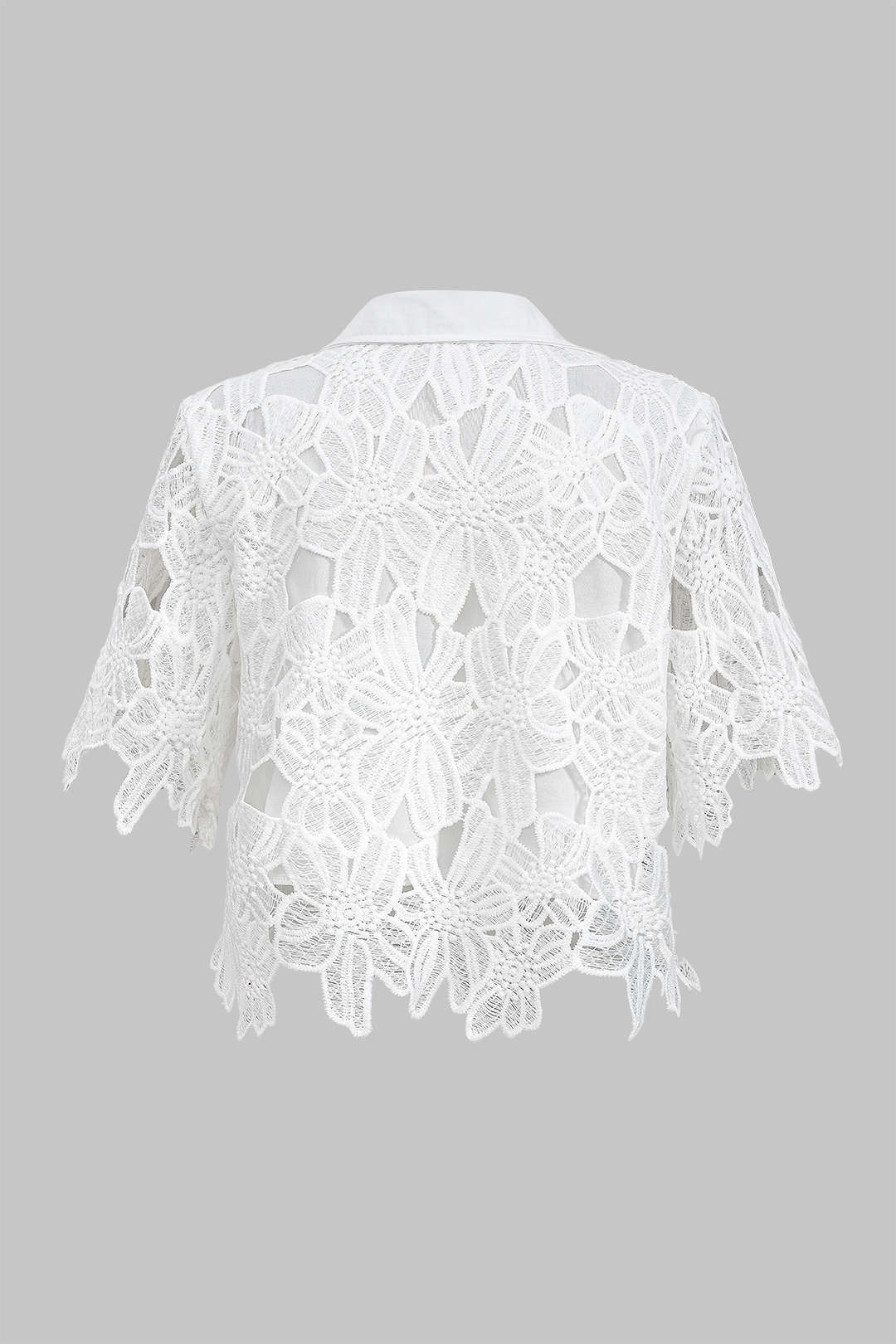 Hollow Out Lace Top And Tie Up Trousers Set
