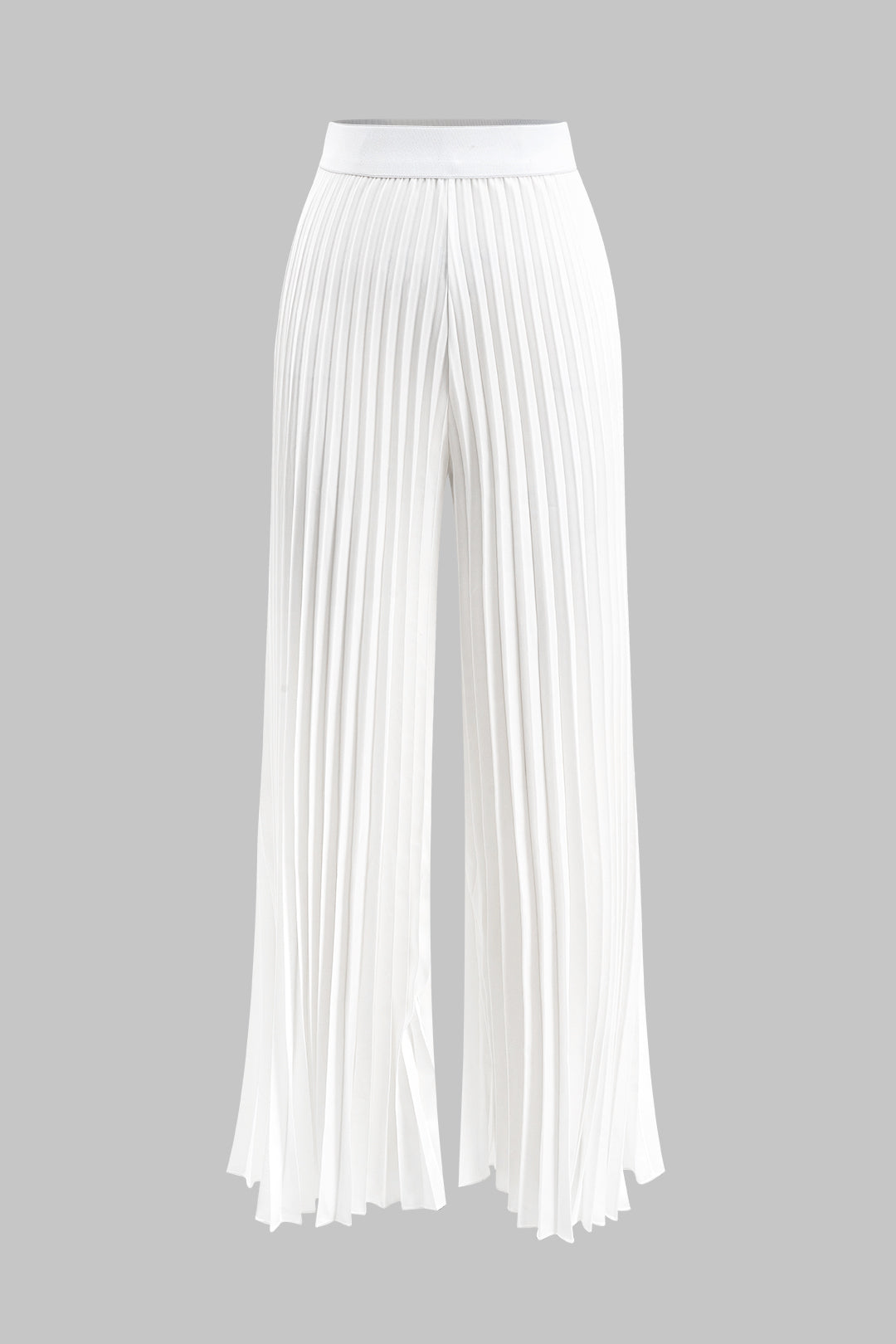 Contrast Pleated Button Pocket Long Sleeve Top And Wide Leg Trousers Set