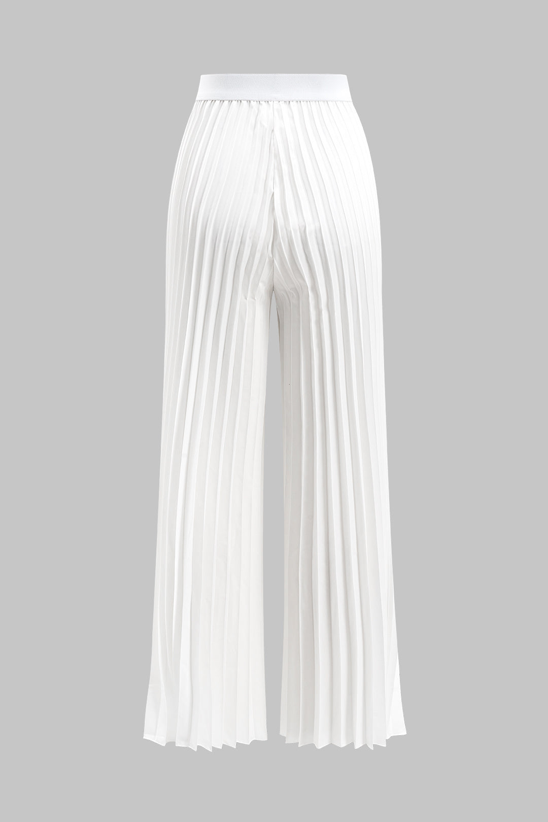 Contrast Pleated Button Pocket Long Sleeve Top And Wide Leg Trousers Set