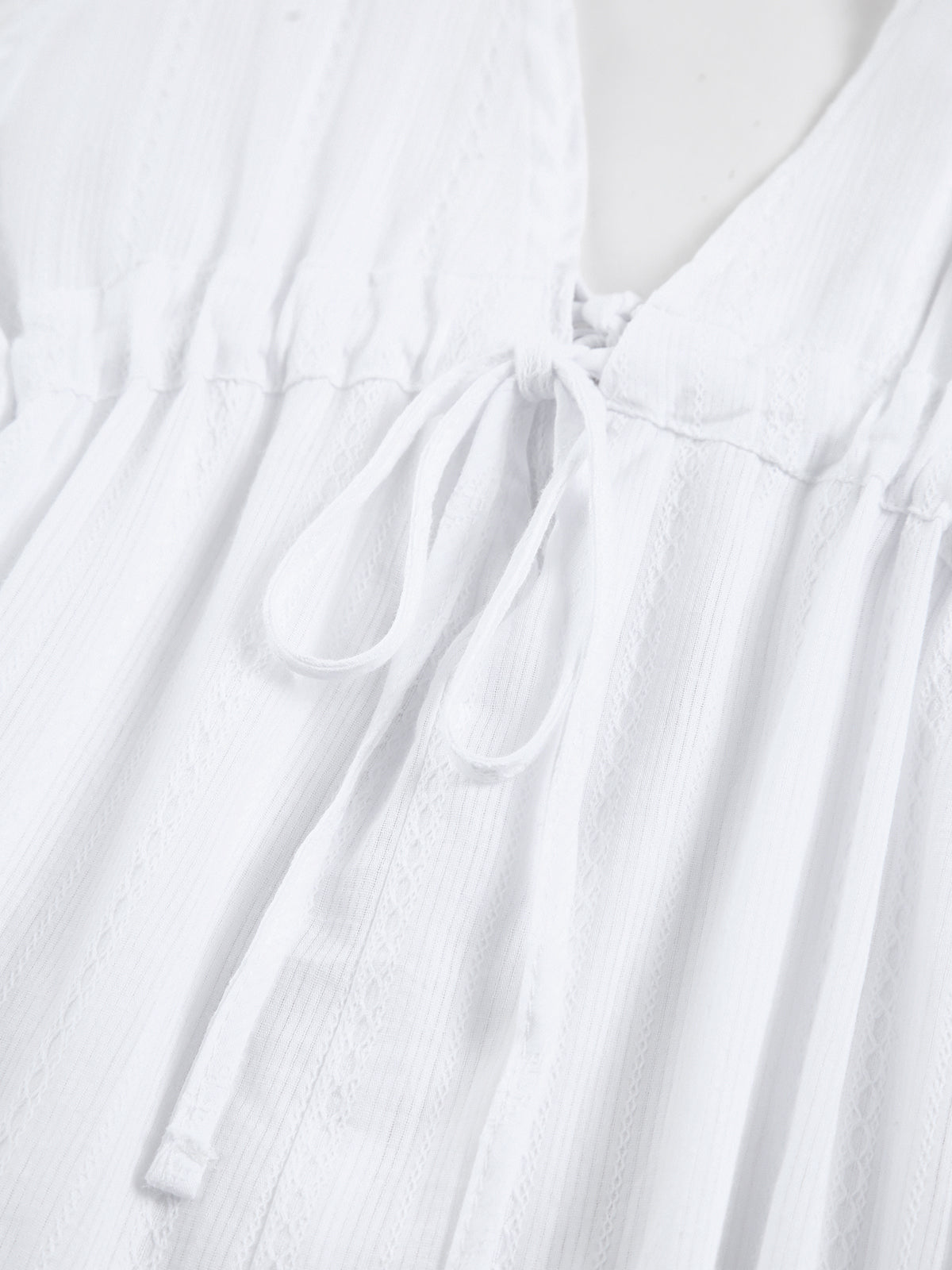 Semi-Sheer Pure Cotton Open Back Short Dress