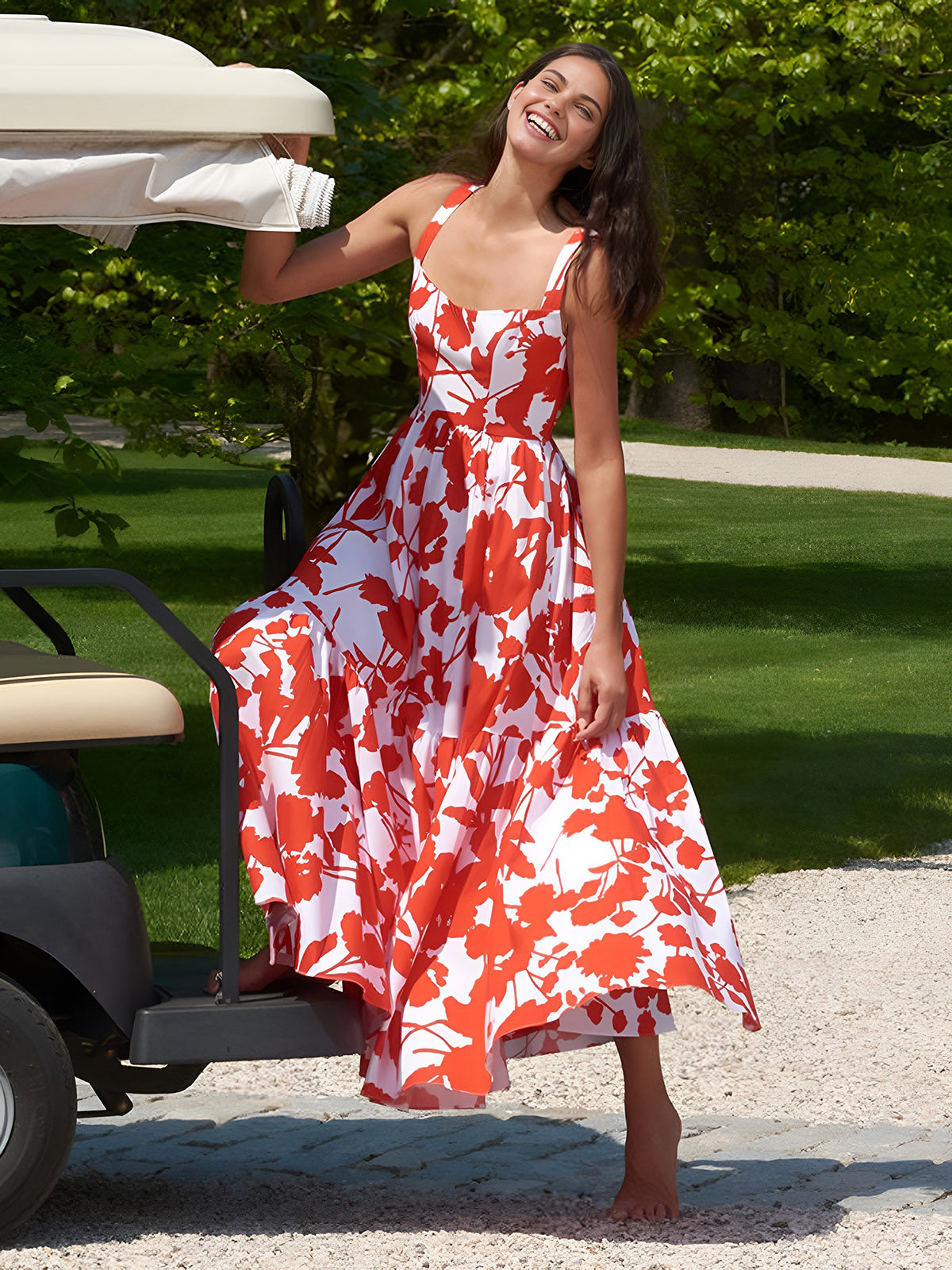 Robe longue à bretelles et imprimé floral Blooming In Summer 