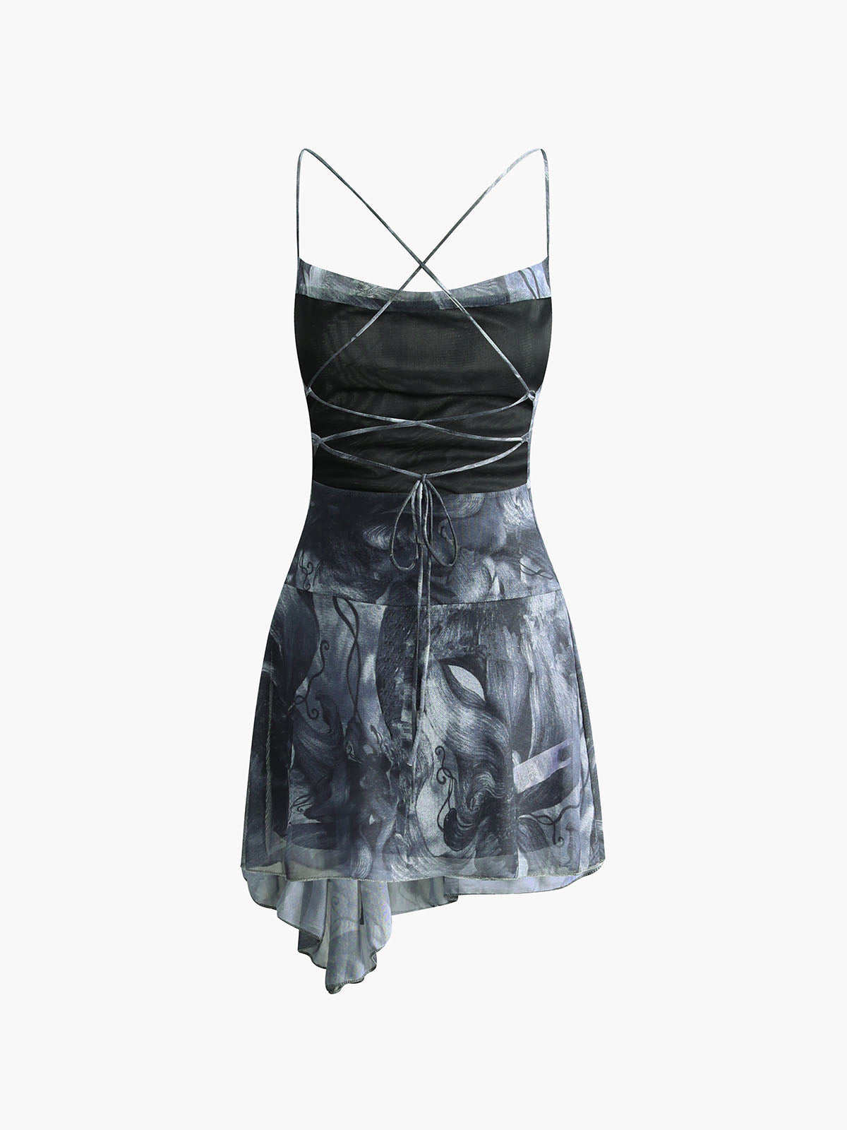 Robe courte asymétrique à imprimé croisé 