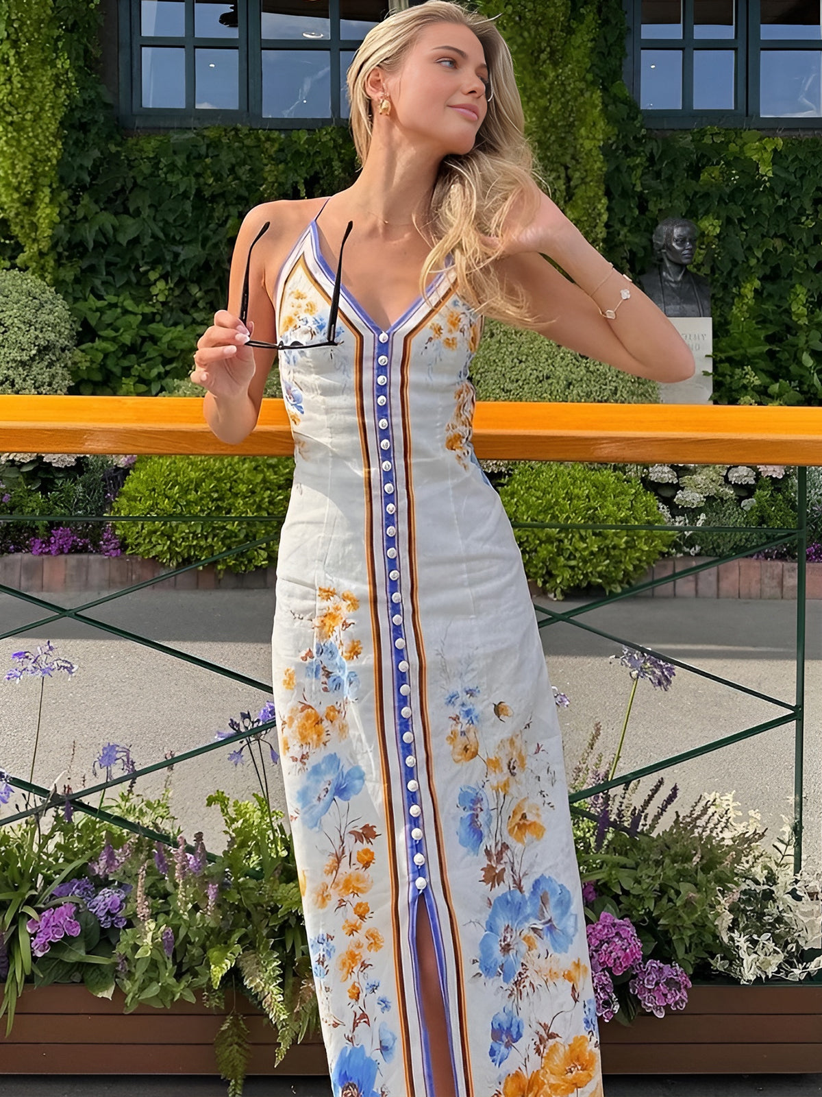 Robe longue dos nu imprimée à fleurs décontractée 
