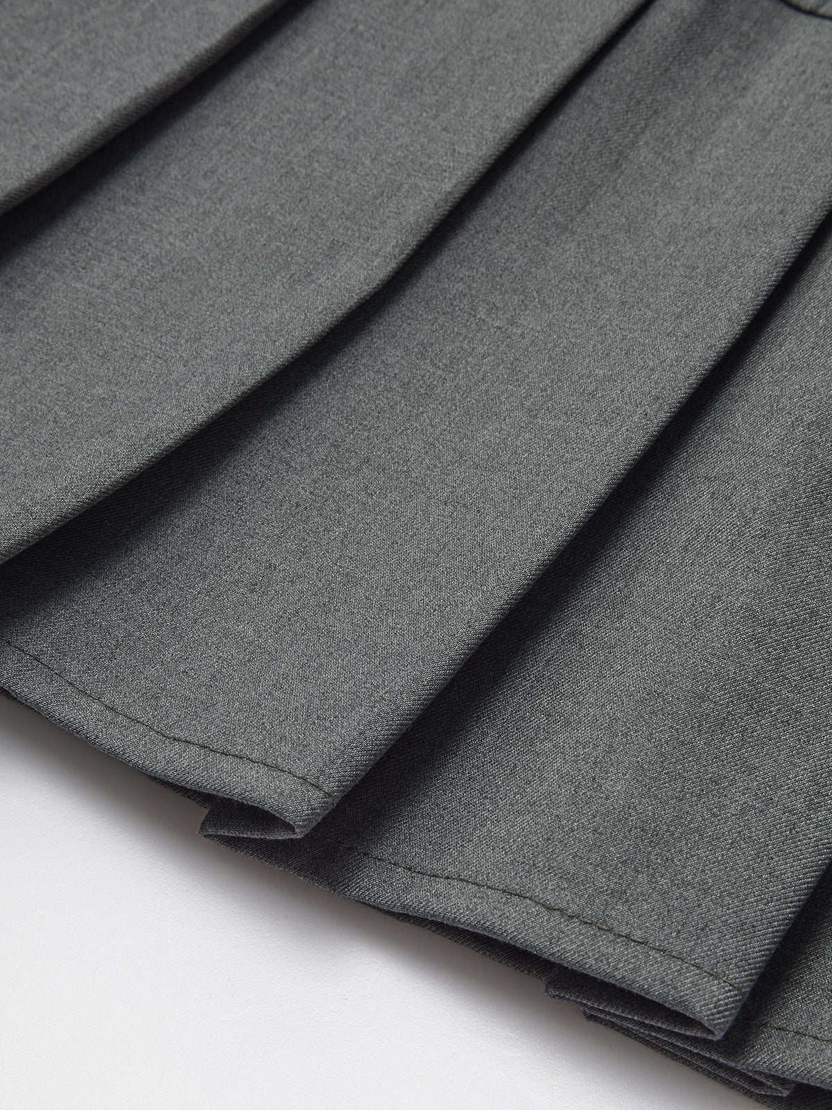 Robe unie à col rond plissée et fermeture éclair