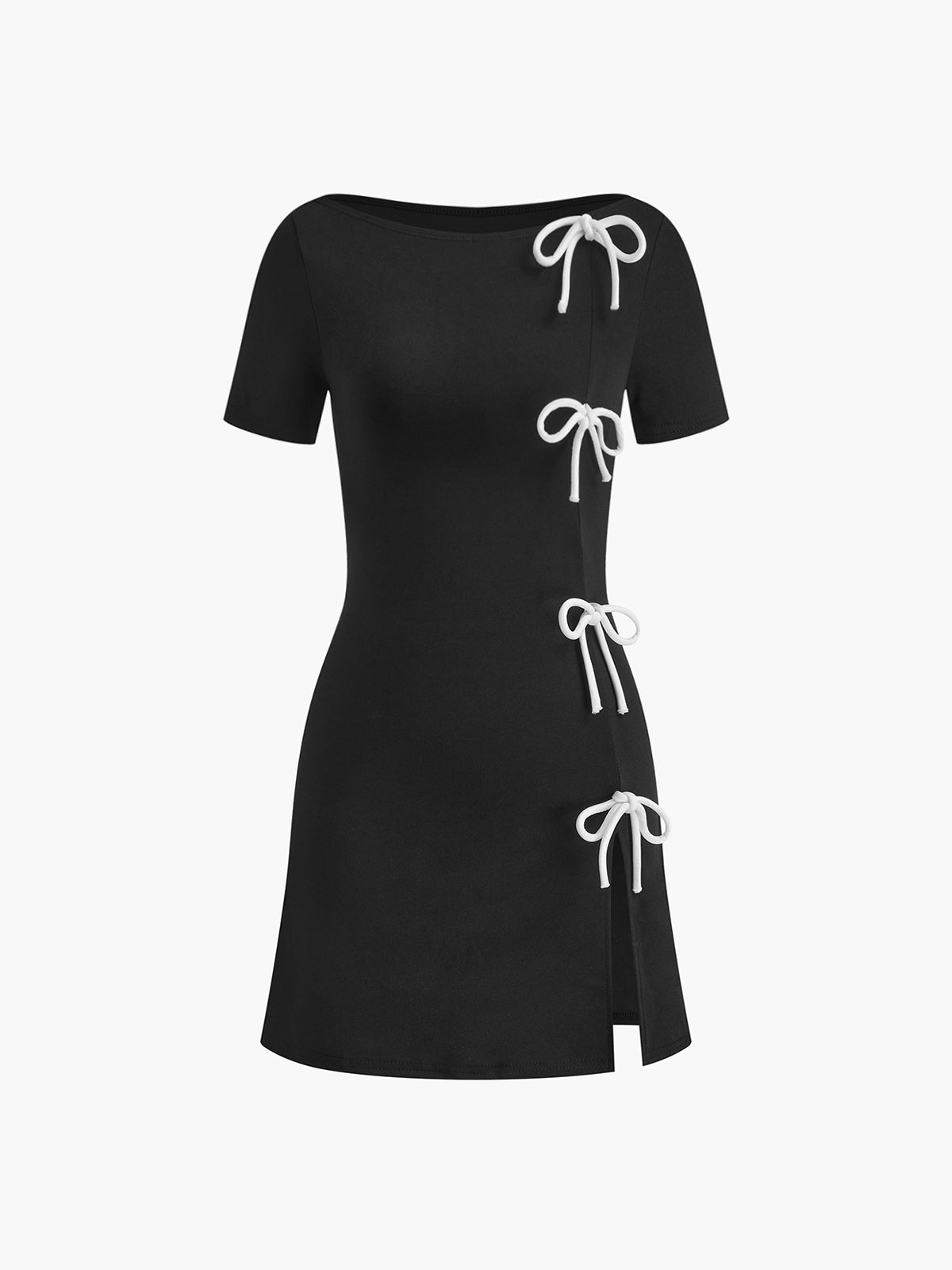 Robe courte fendue sur le côté avec nœud 