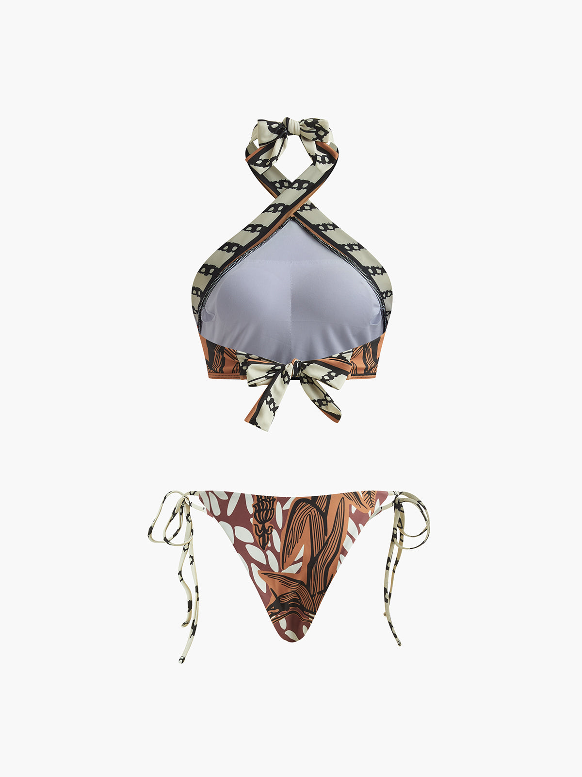 Bikini-Set mit Retro-Print und Neckholder 