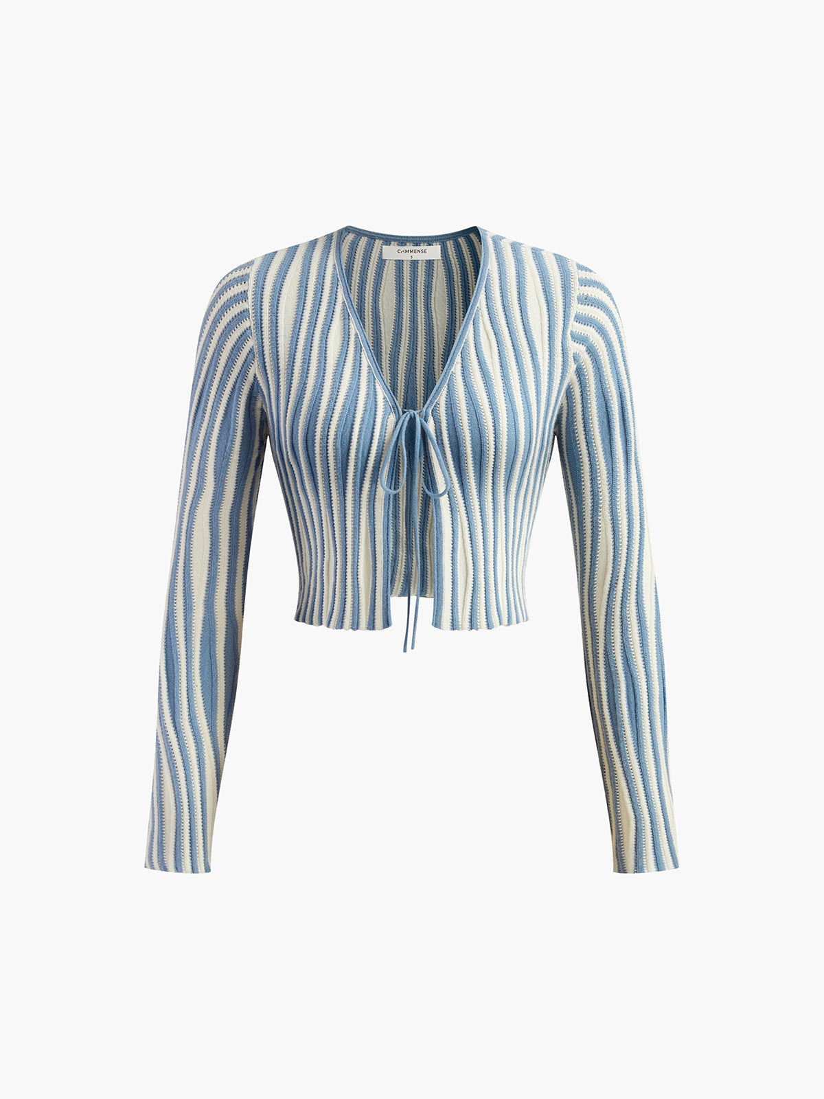 Gilet en maille à fines rayures et lacets 