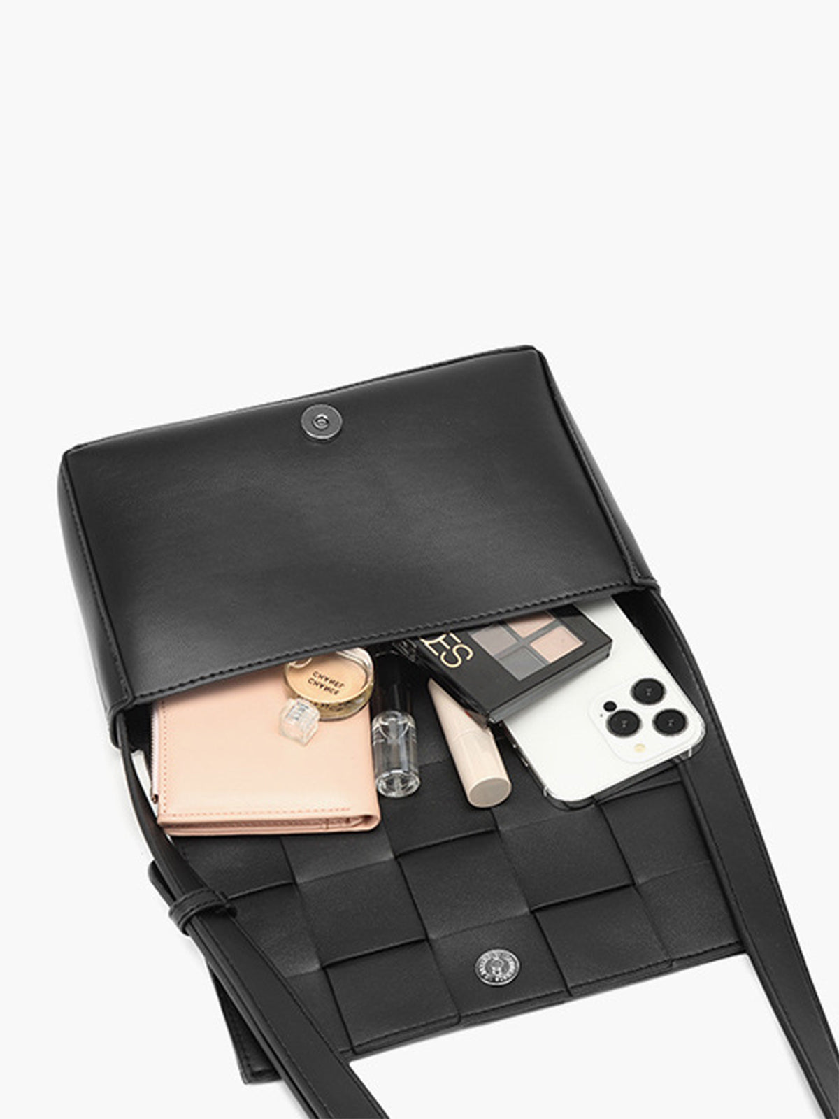 Sac bandoulière tissé noir 