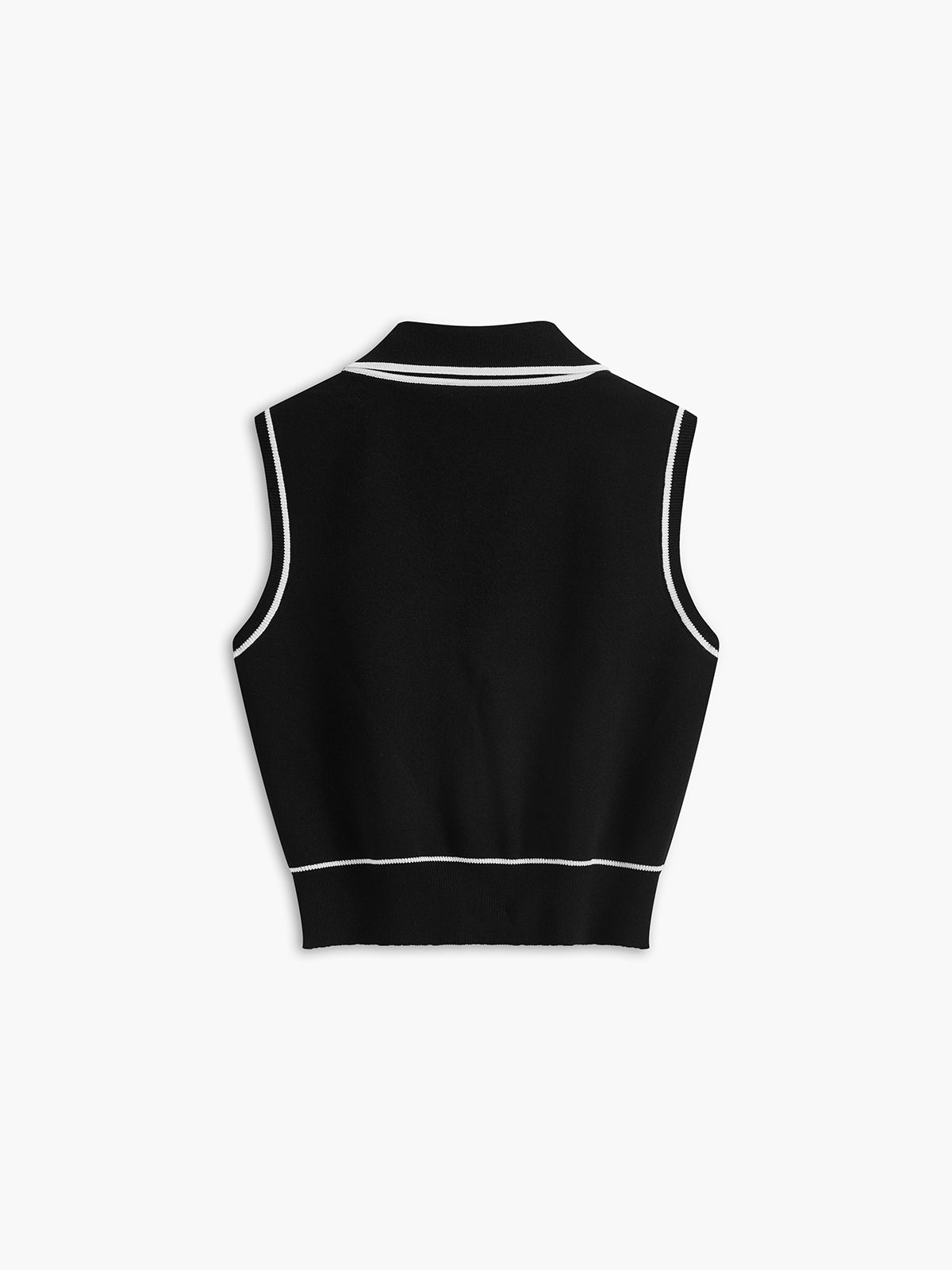 Ensemble jupe sans manches à boutons sur le devant et bordure contrastée 