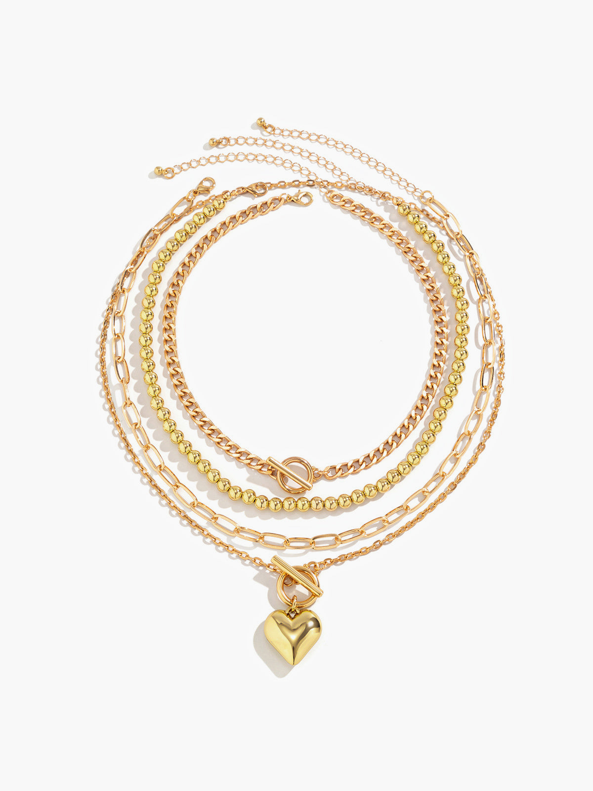 Herzanhänger-Mehrketten-Halskette 