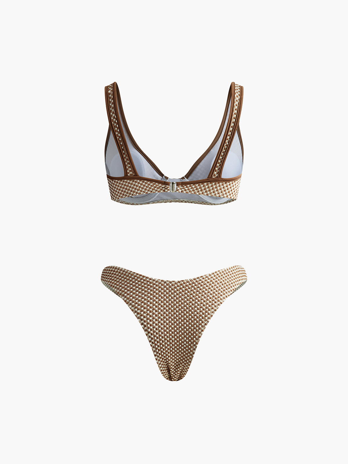 Bikini-Set mit kontrastierendem Karomuster 