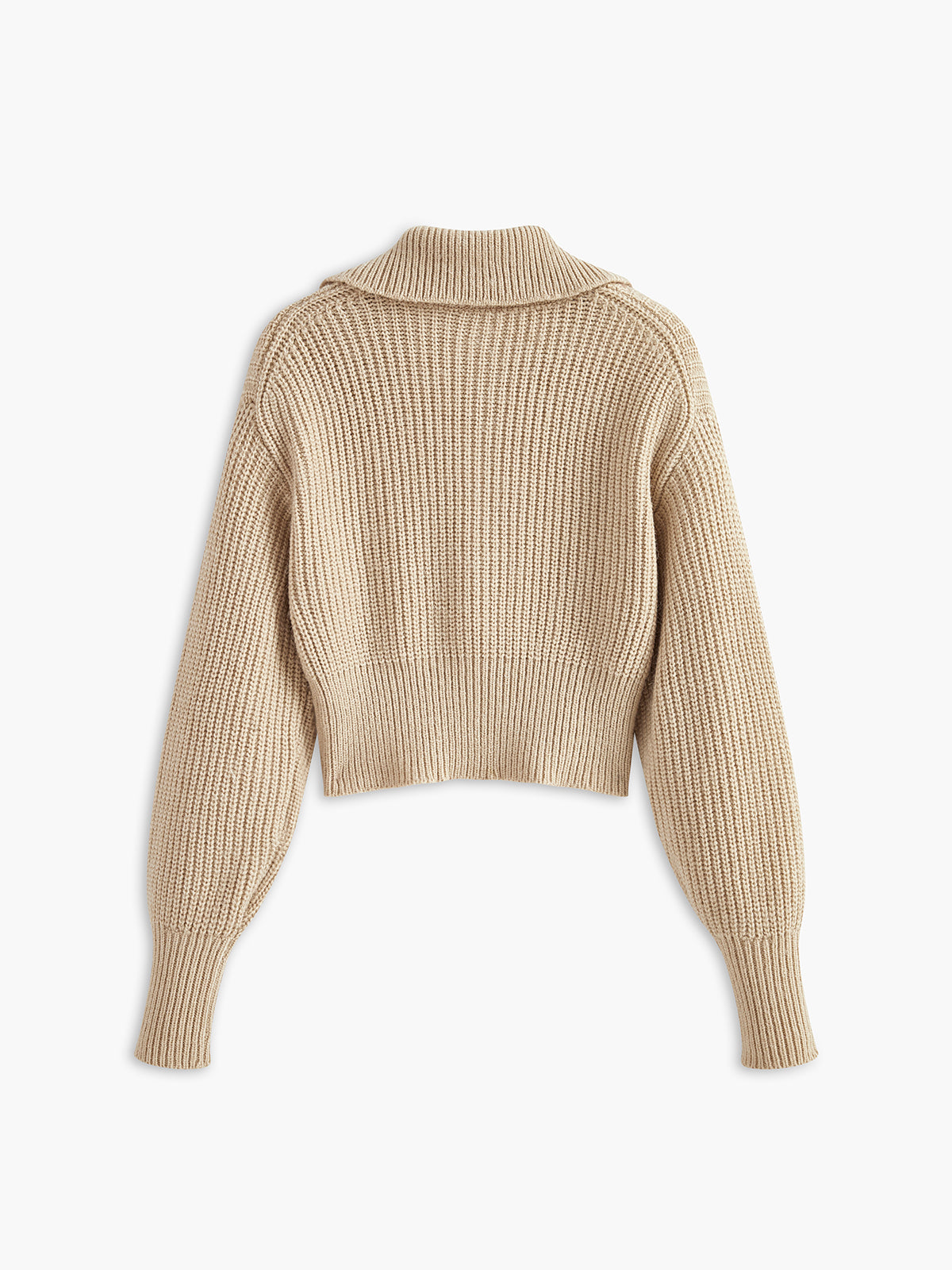 Cardigan côtelé à fermeture éclair et revers