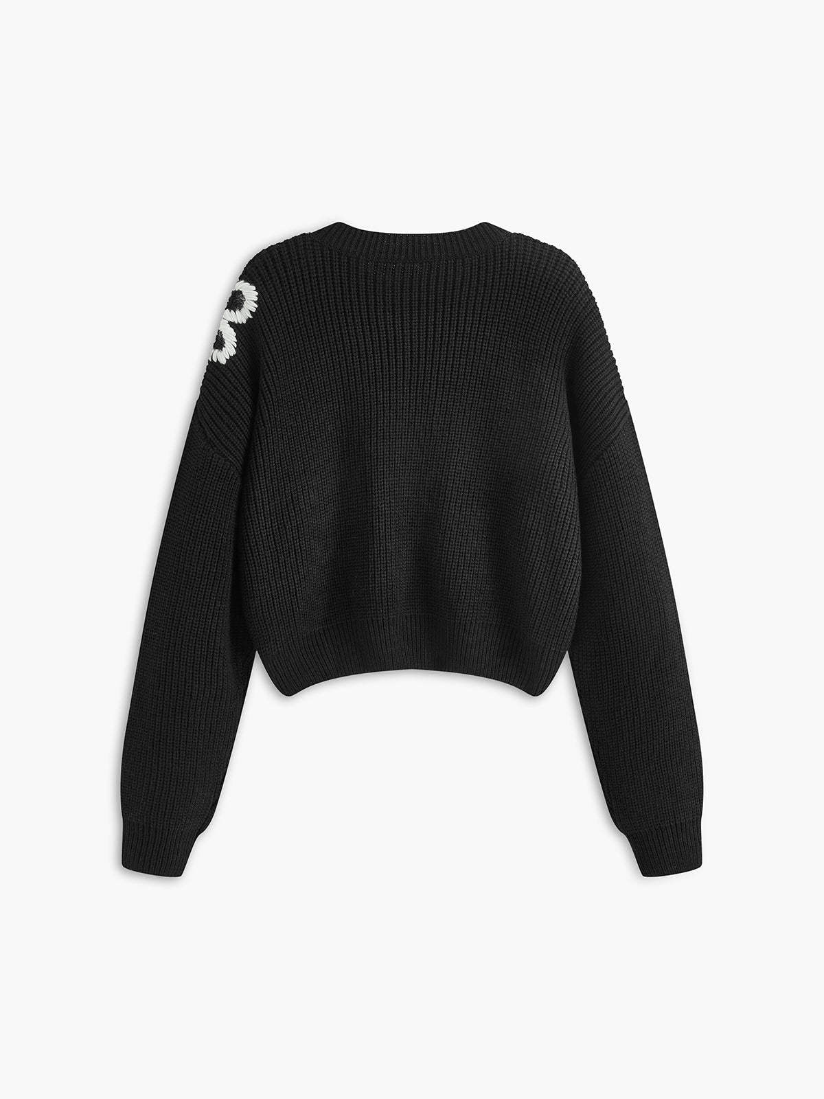 Haut en maille côtelée à col rond et imprimé floral