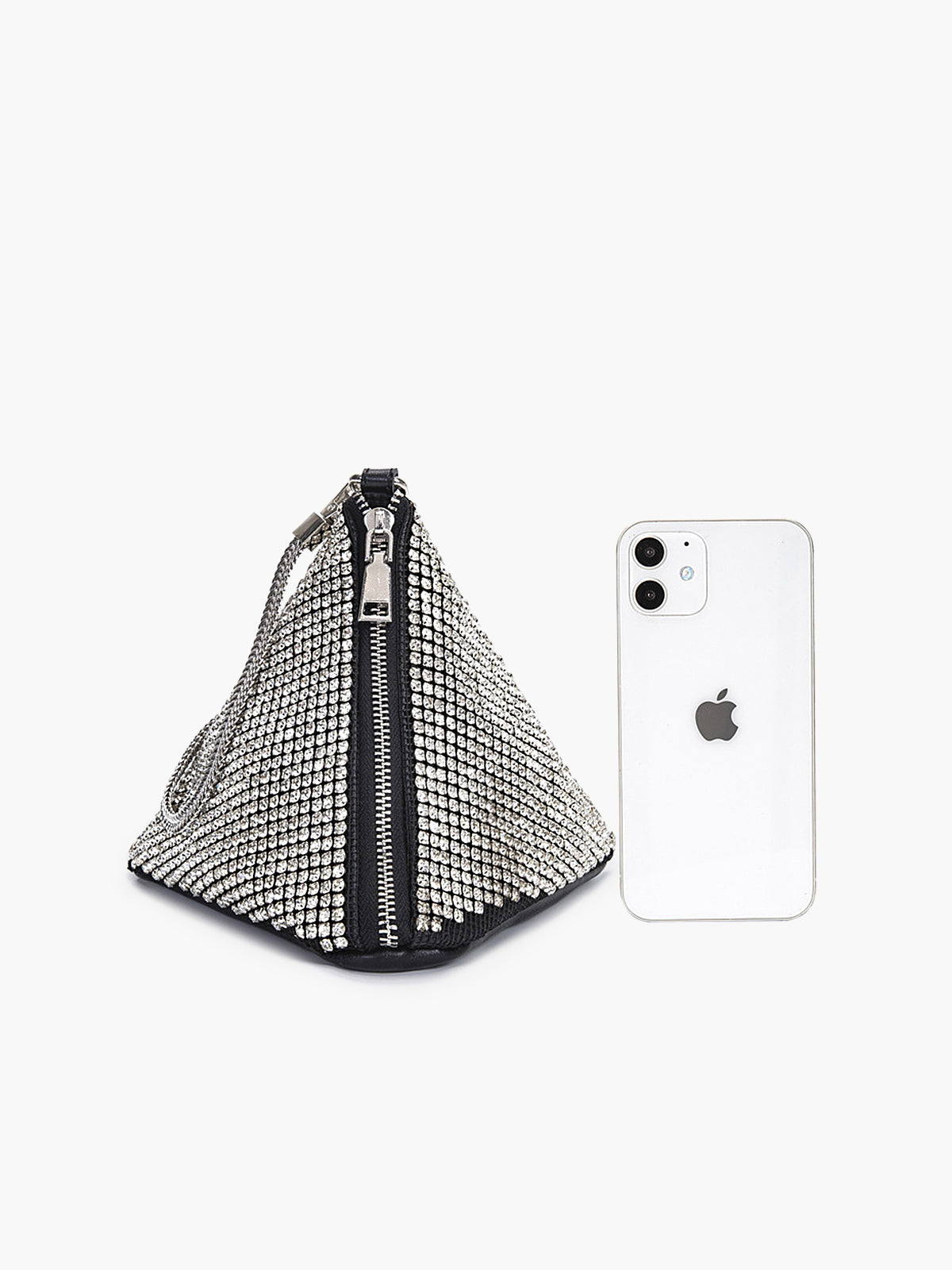 Mini sac triangulaire en strass 