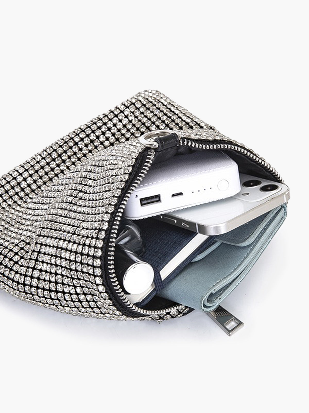 Mini sac triangulaire en strass 