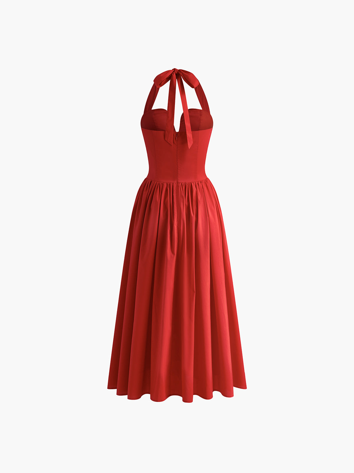 Robe midi plissée dos nu à décolleté cœur