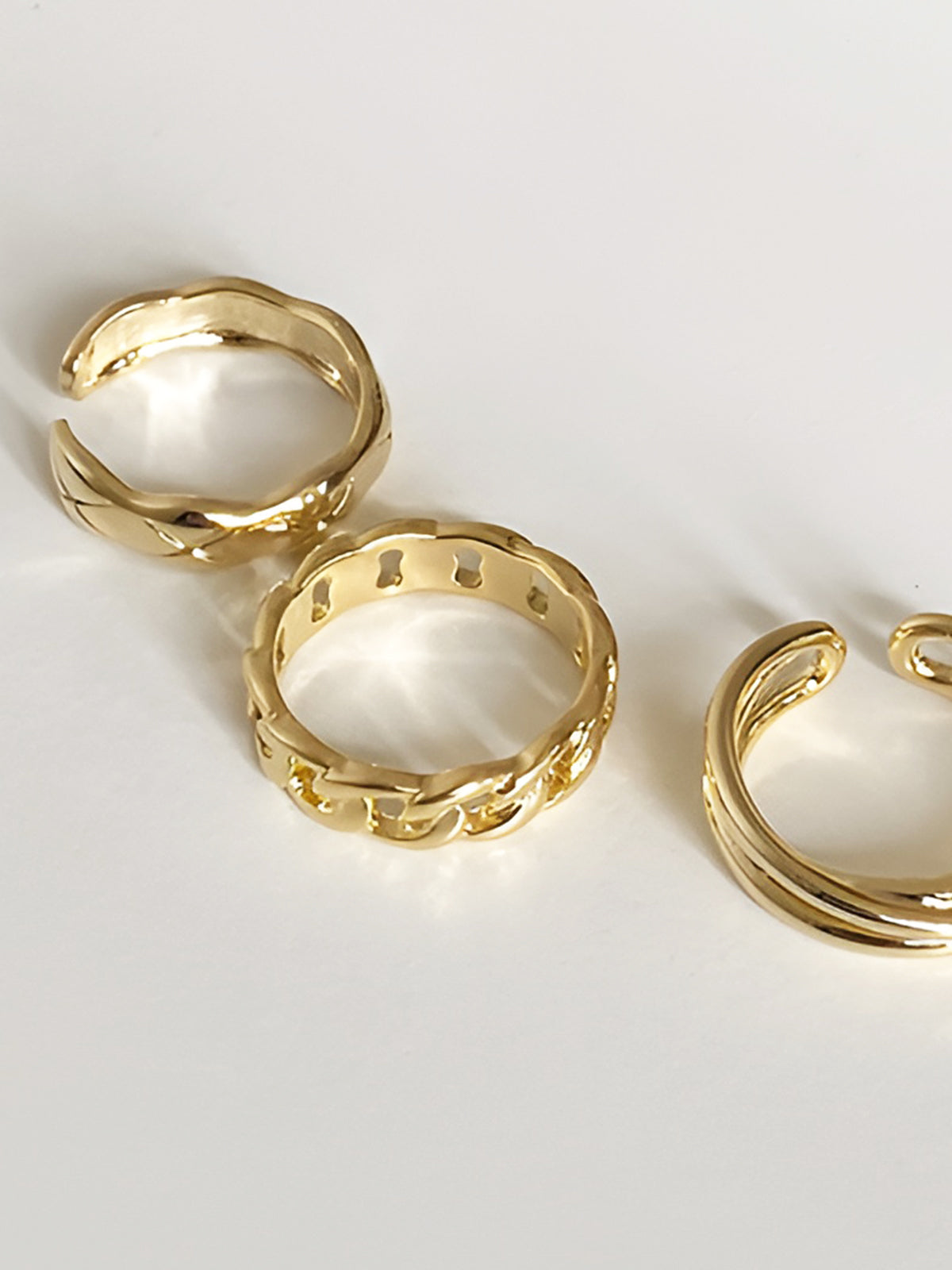 Lot de 3 anneaux torsadés Golden Tunnel 