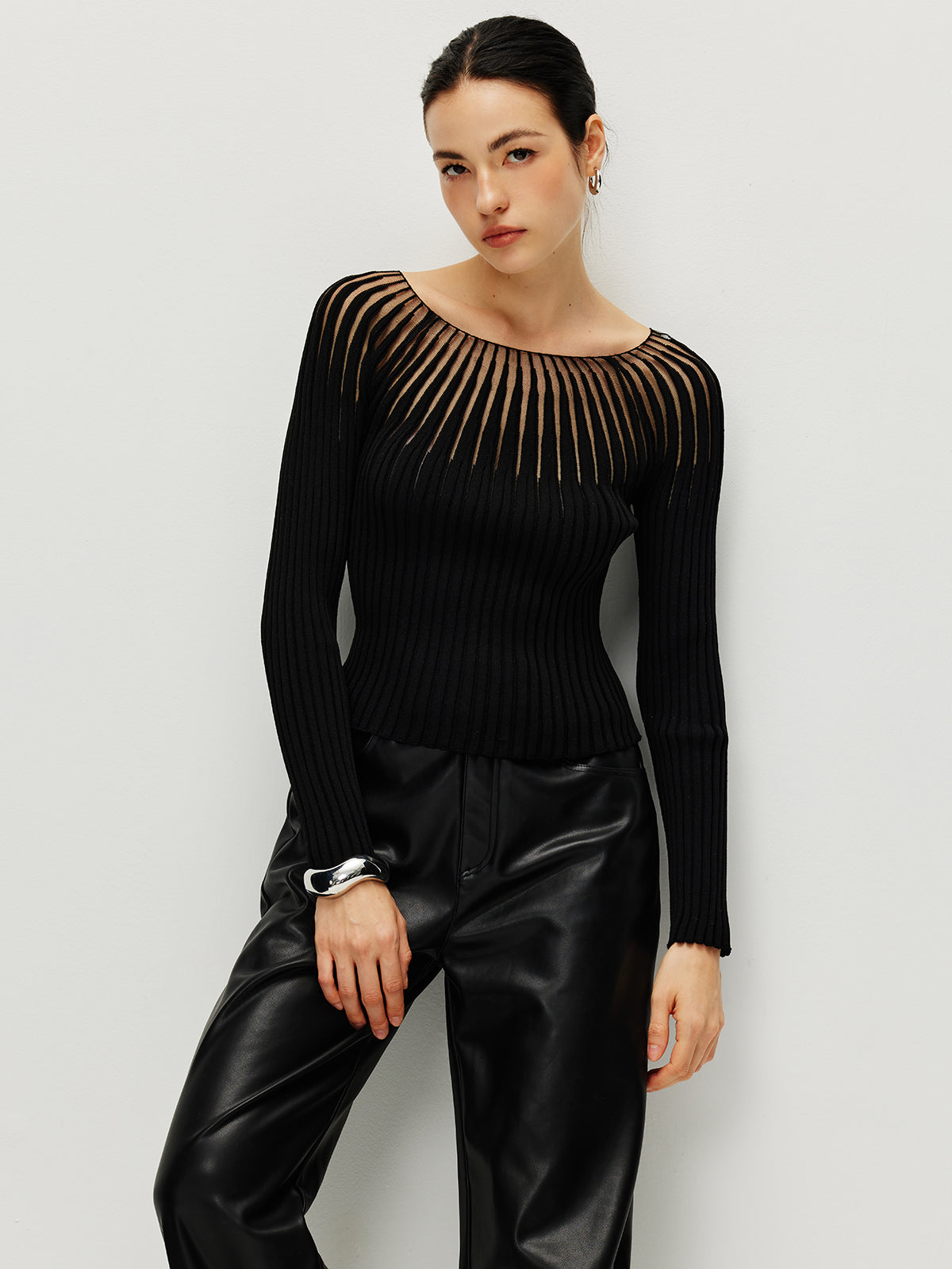 Pull côtelé ajouré 