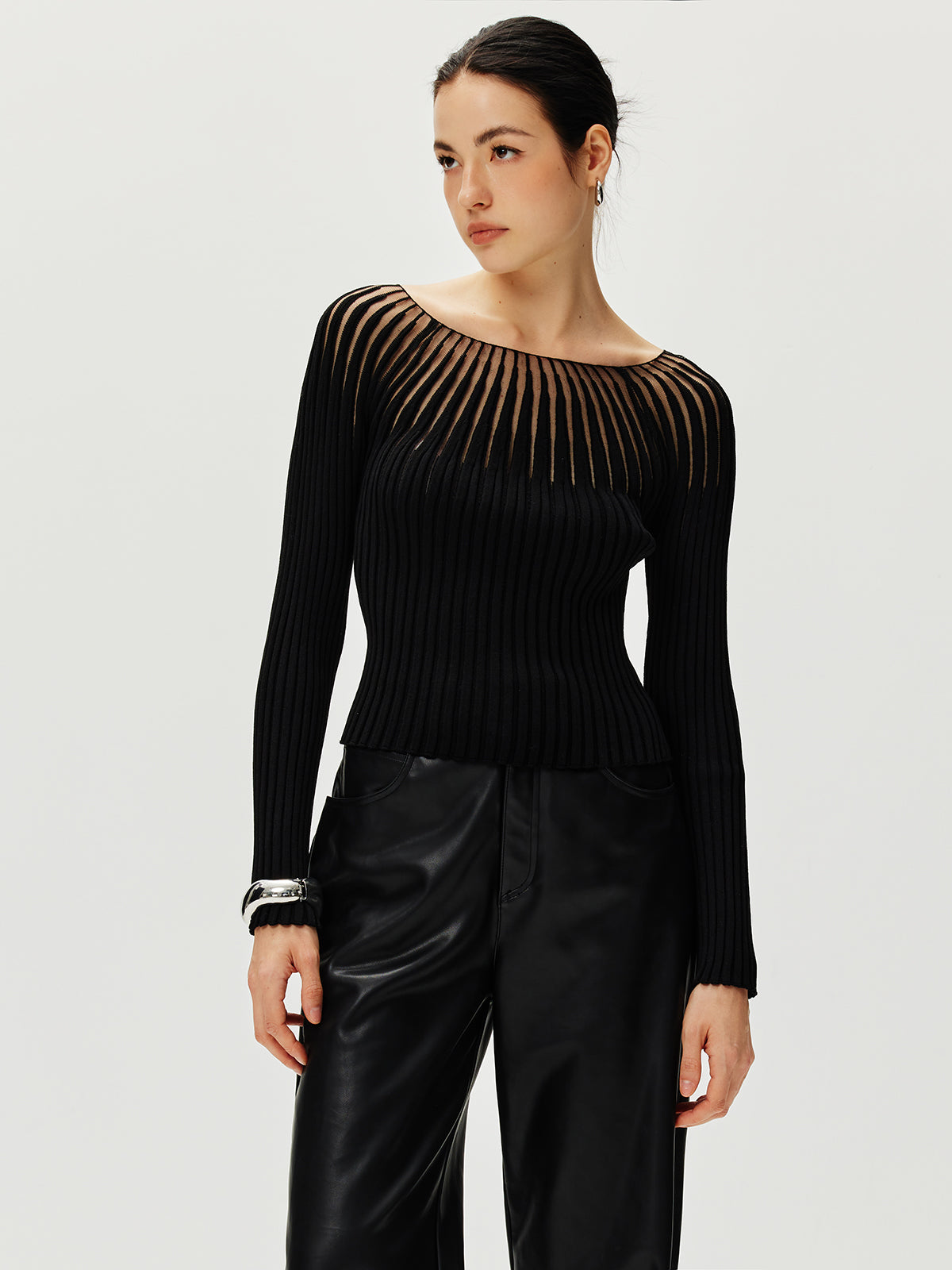 Pull côtelé ajouré 