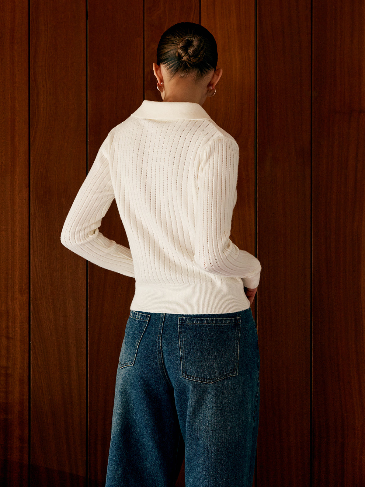 Gilet en maille à revers en laine mélangée