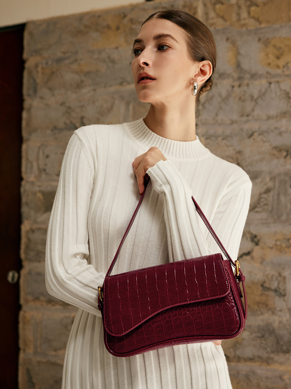 Sacoche d'aisselle à carreaux à boucle