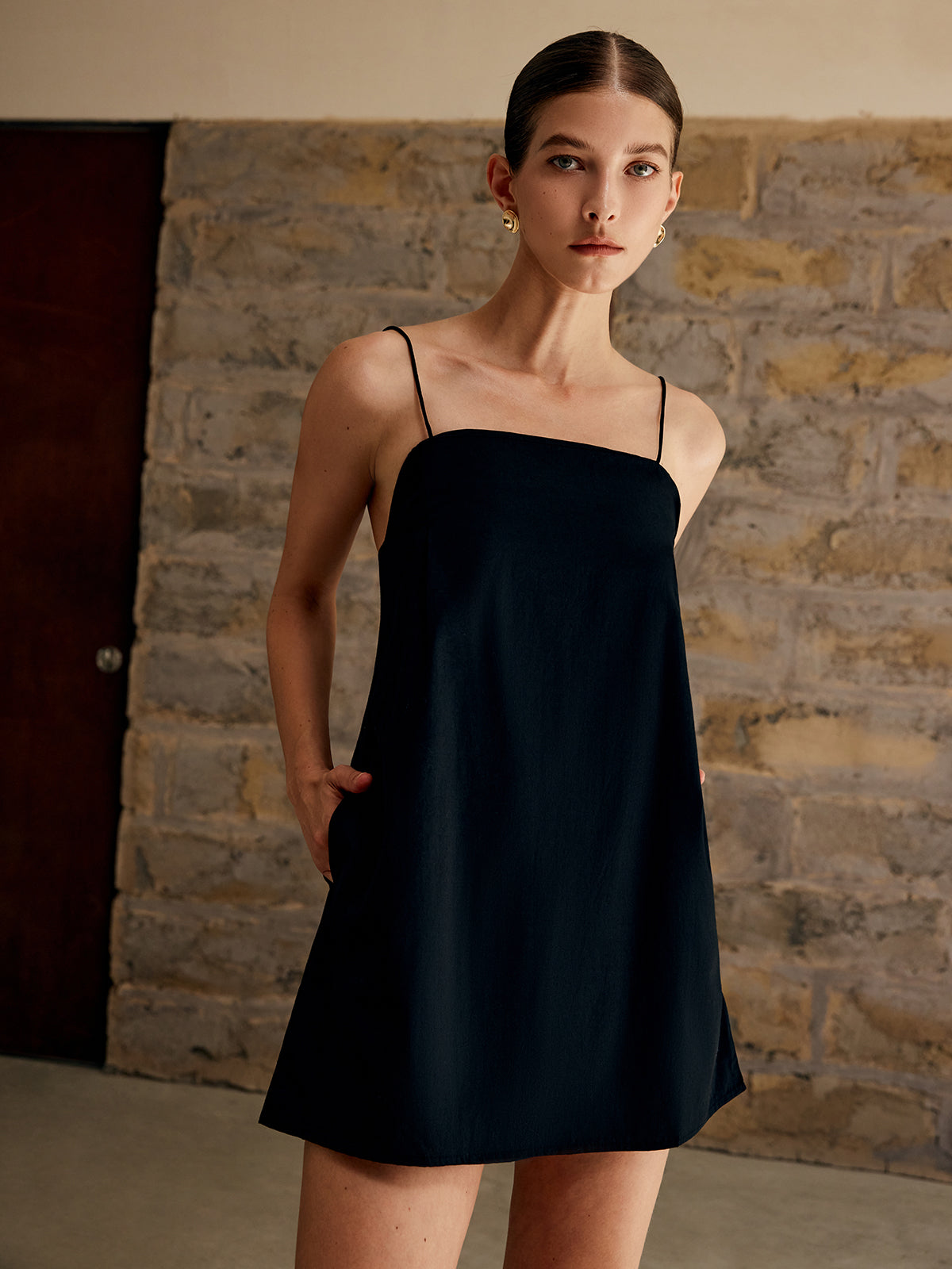 Robe débardeur unie en pur coton 