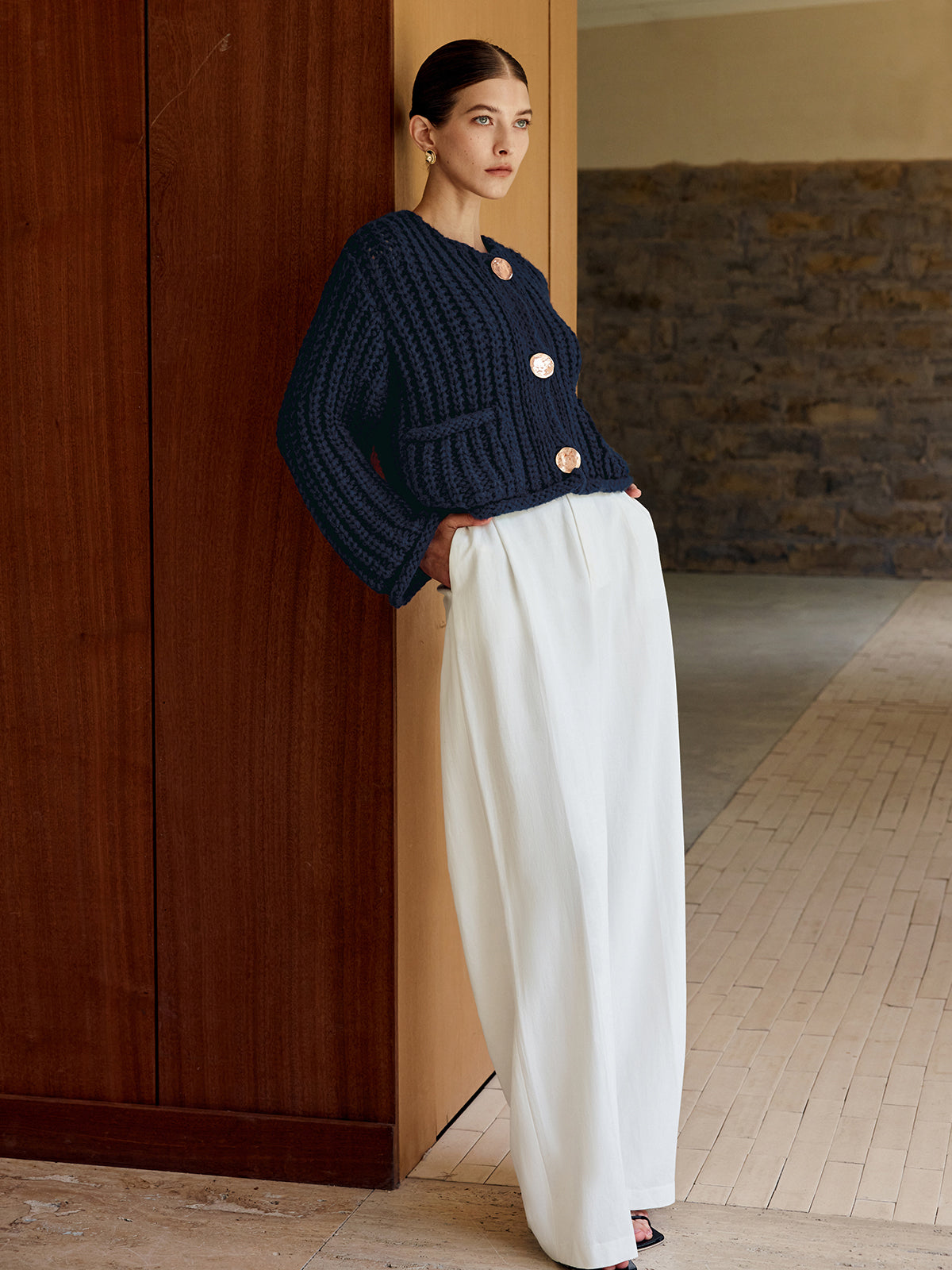 Gilet en maille boutonnée unie 