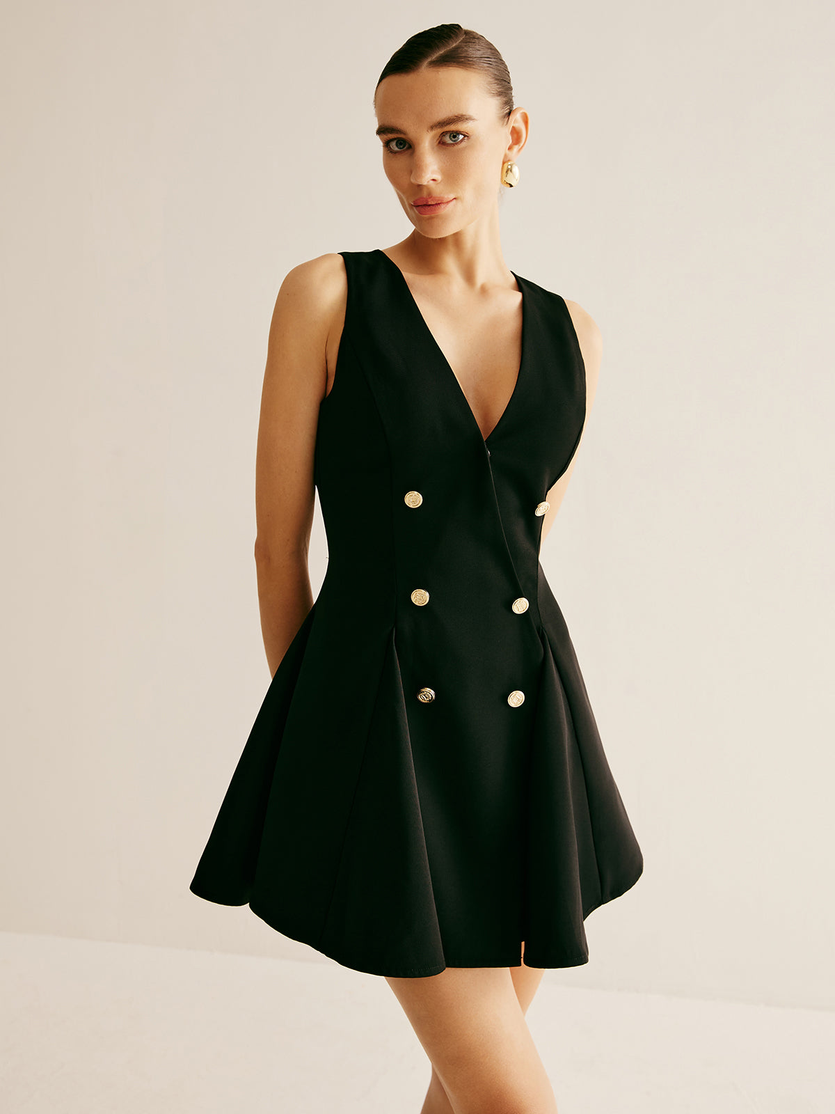 Robe débardeur plissée en forme de parapluie 