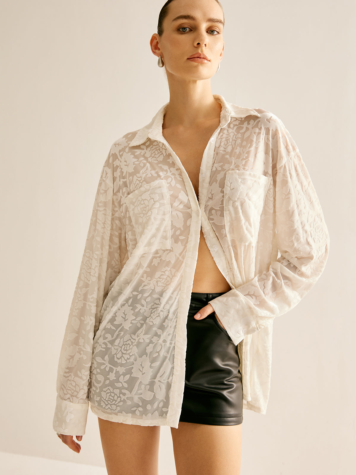 Halbtransparentes Jacquard-Polohemd 