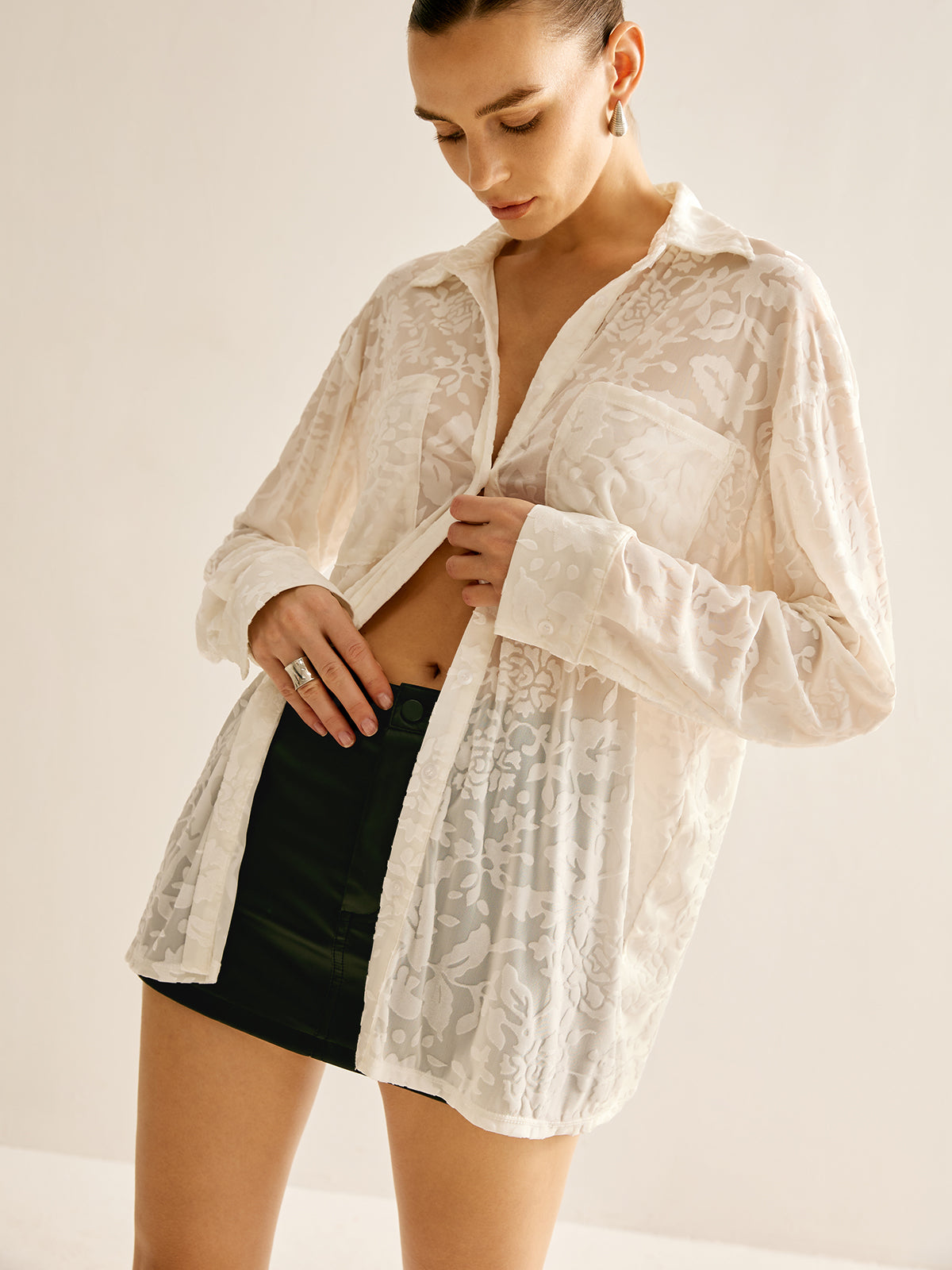 Halbtransparentes Jacquard-Polohemd 