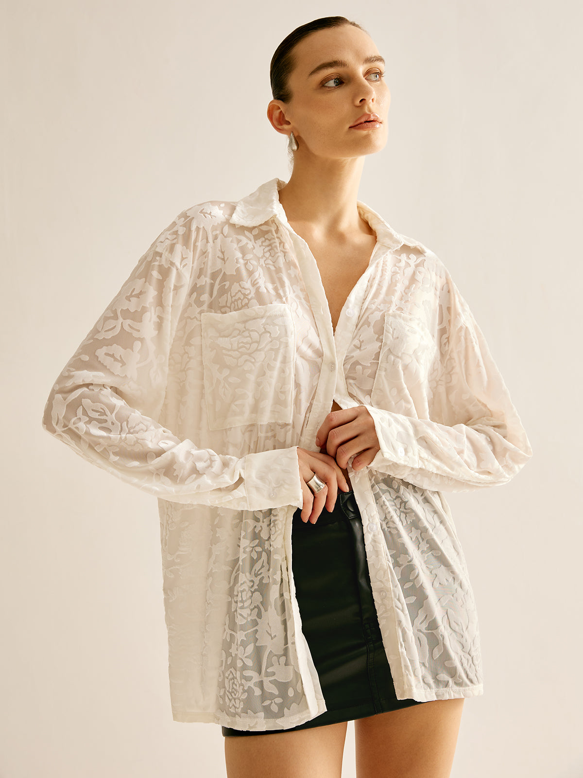 Halbtransparentes Jacquard-Polohemd 