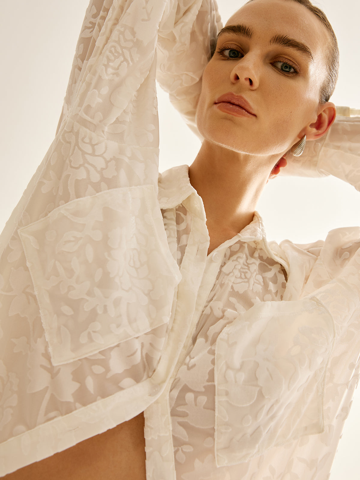 Halbtransparentes Jacquard-Polohemd 