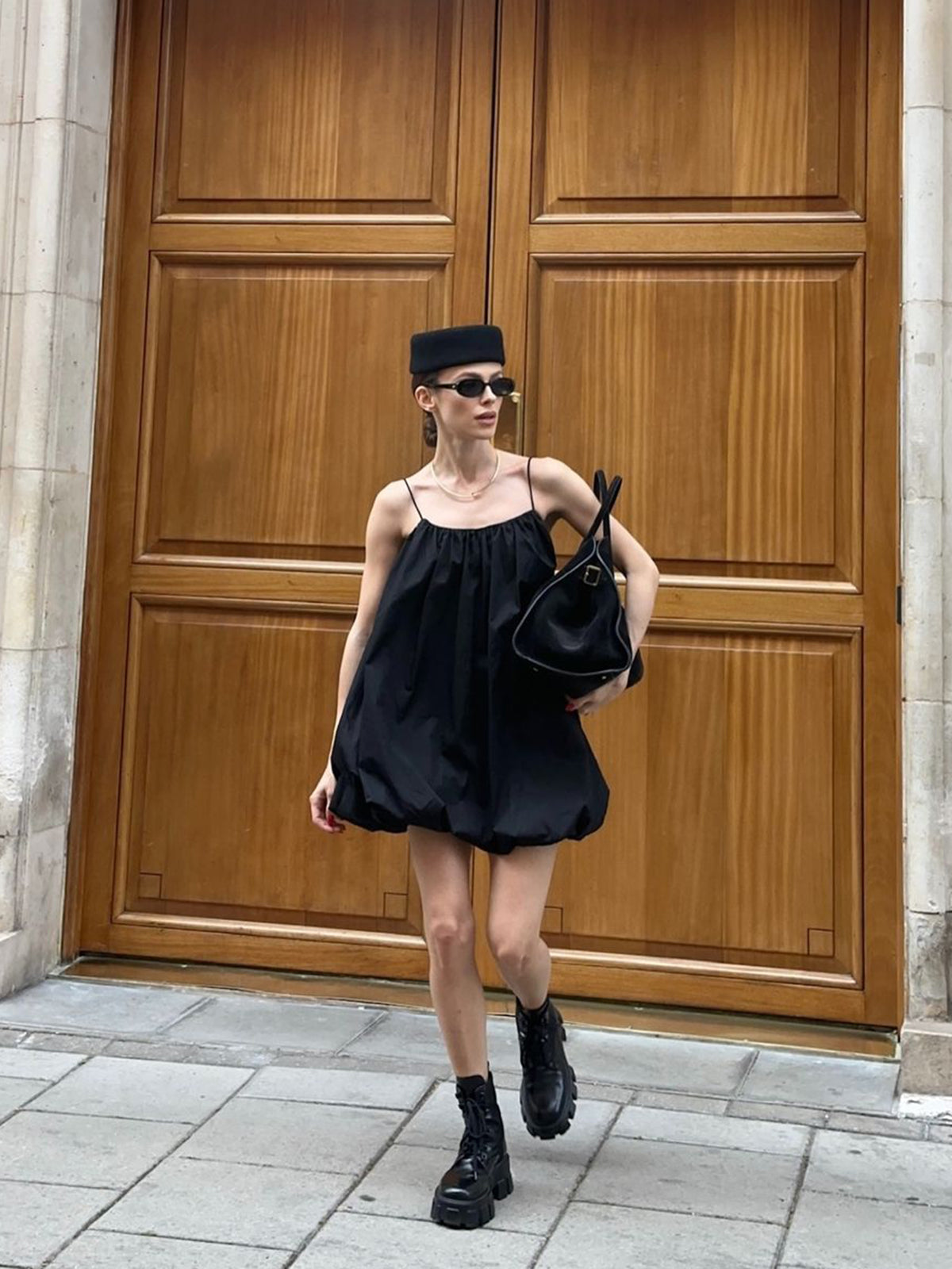 Robe débardeur ballon unie sans manches 