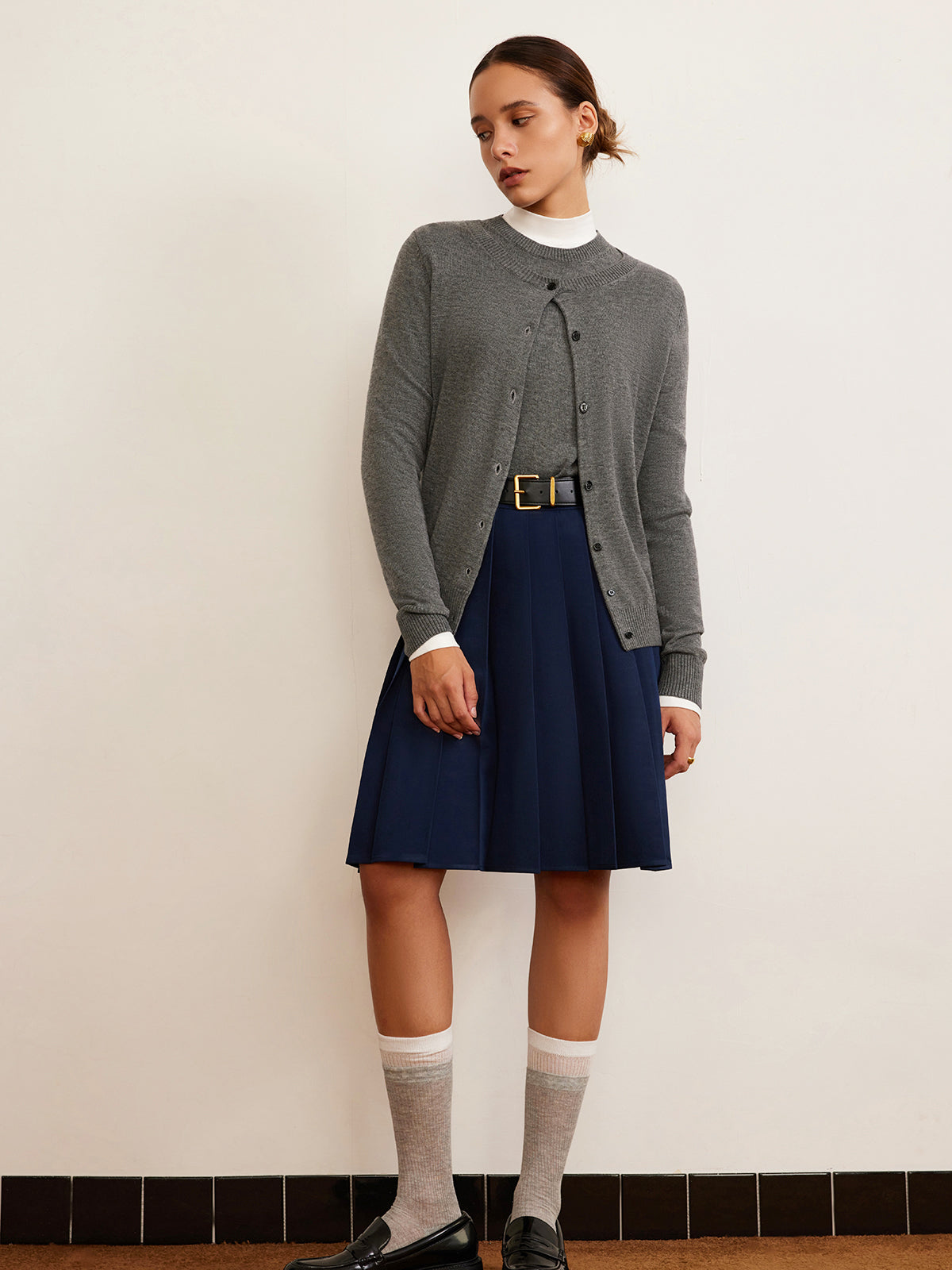 Gilet boutonné en laine mélangée 