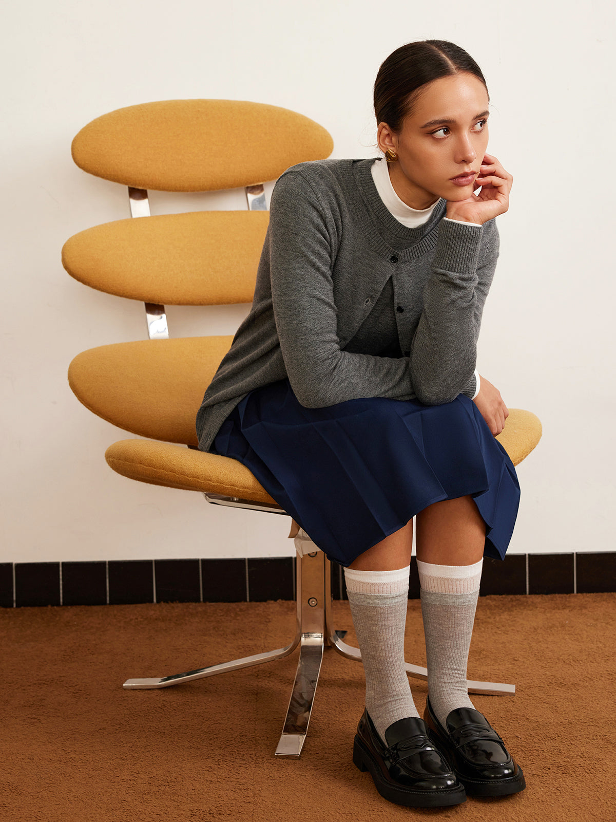 Gilet boutonné en laine mélangée 