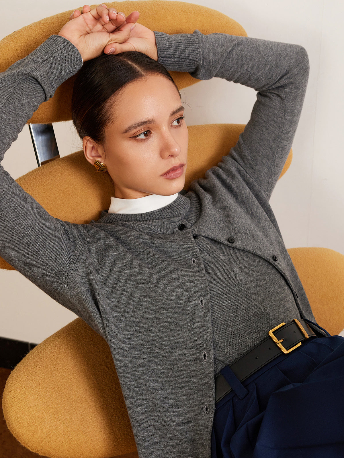 Gilet boutonné en laine mélangée 