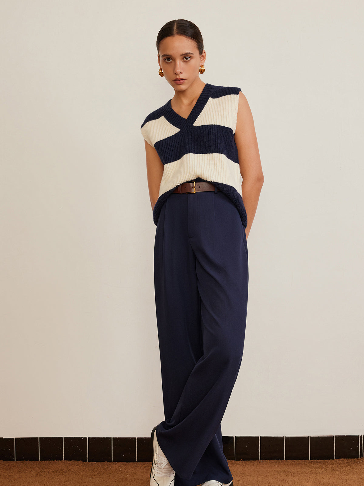 V-Neck Striped Sweater Vest