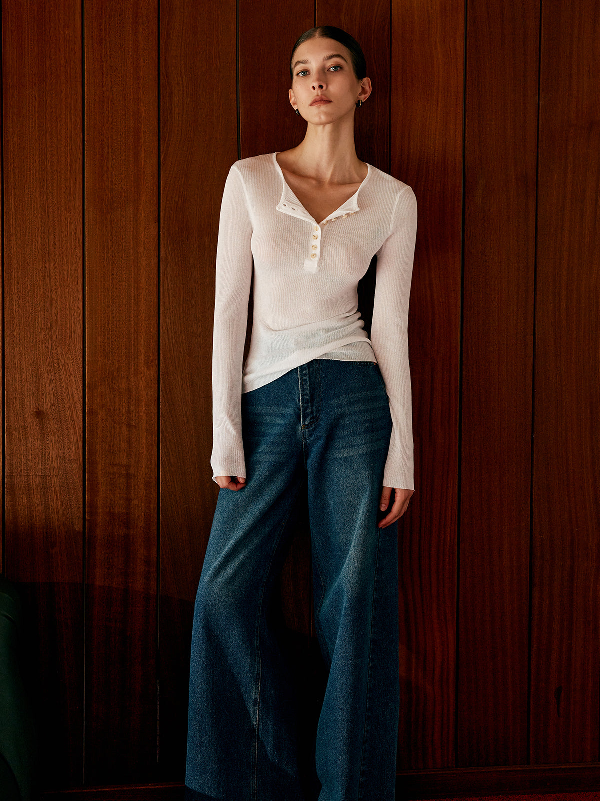 Haut en maille fine et confortable à boutons 