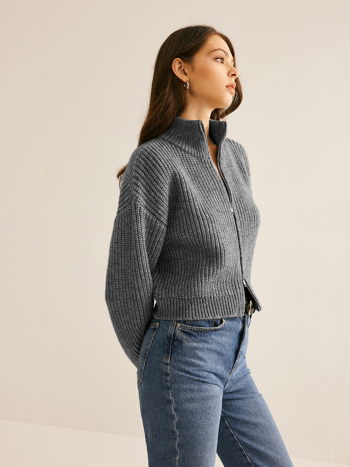 Gilet uni à double fermeture éclair 