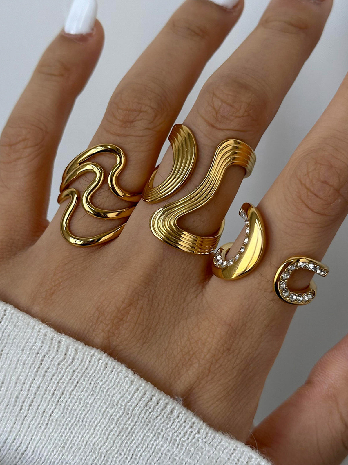 Unregelmäßiger Wellen-Offener Ring 