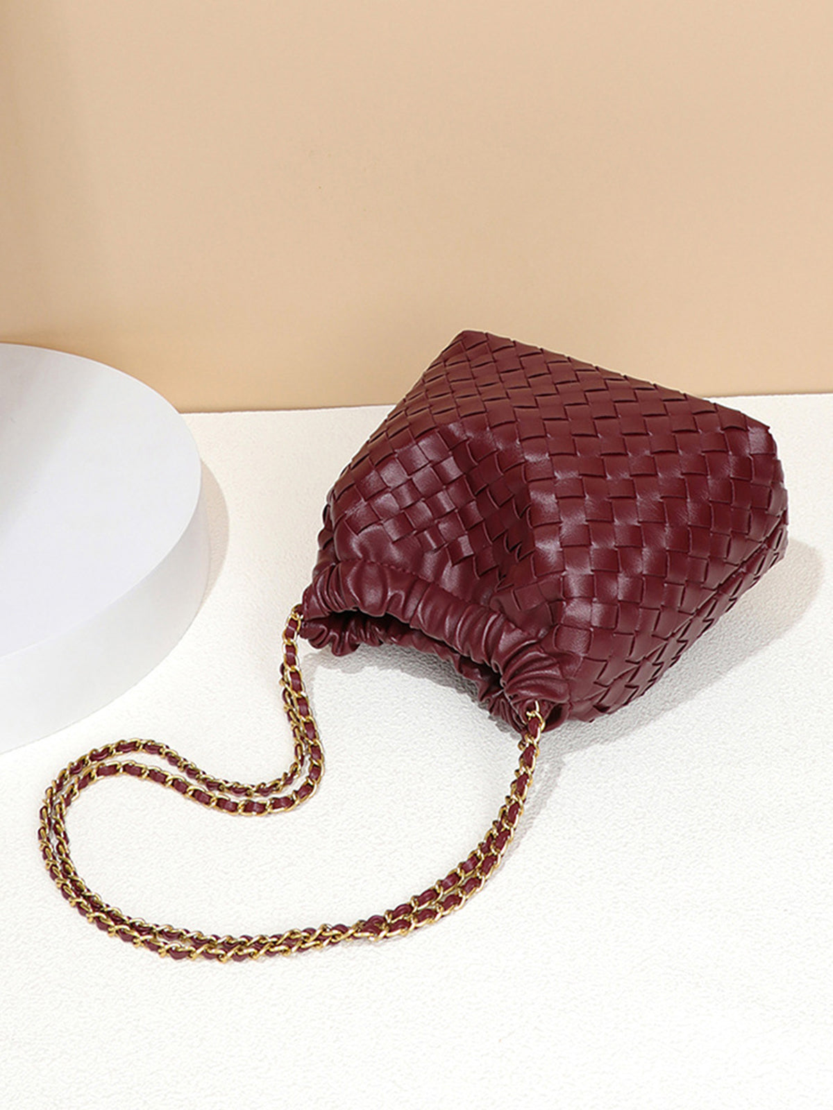 Sac tissé à poignée supérieure et bandoulière 