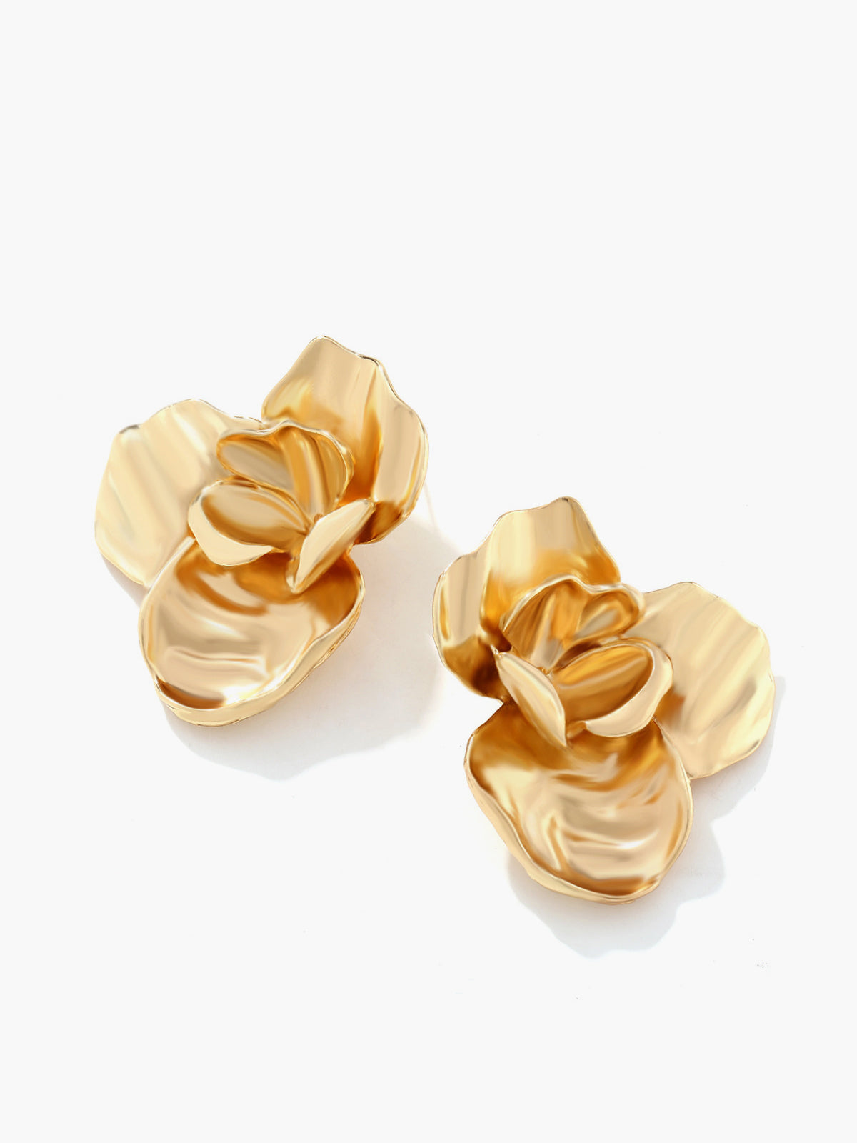 Boucles d'oreilles fleurs dorées 3D 