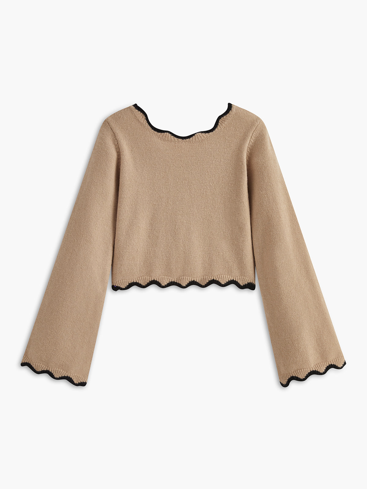 Pull à nœud et bordure ondulée contrastée 