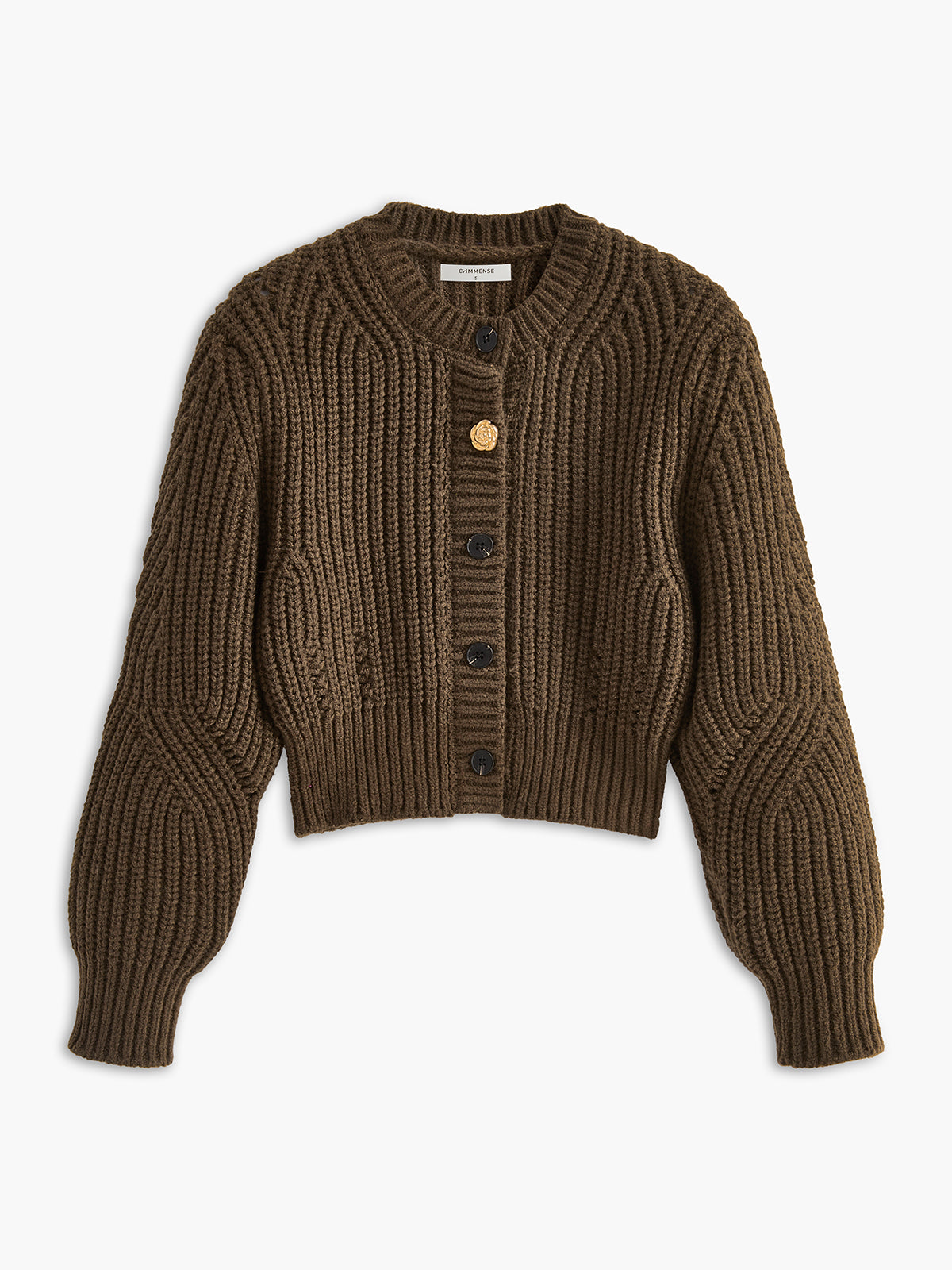 Cardigan court à col rond et détails métalliques 